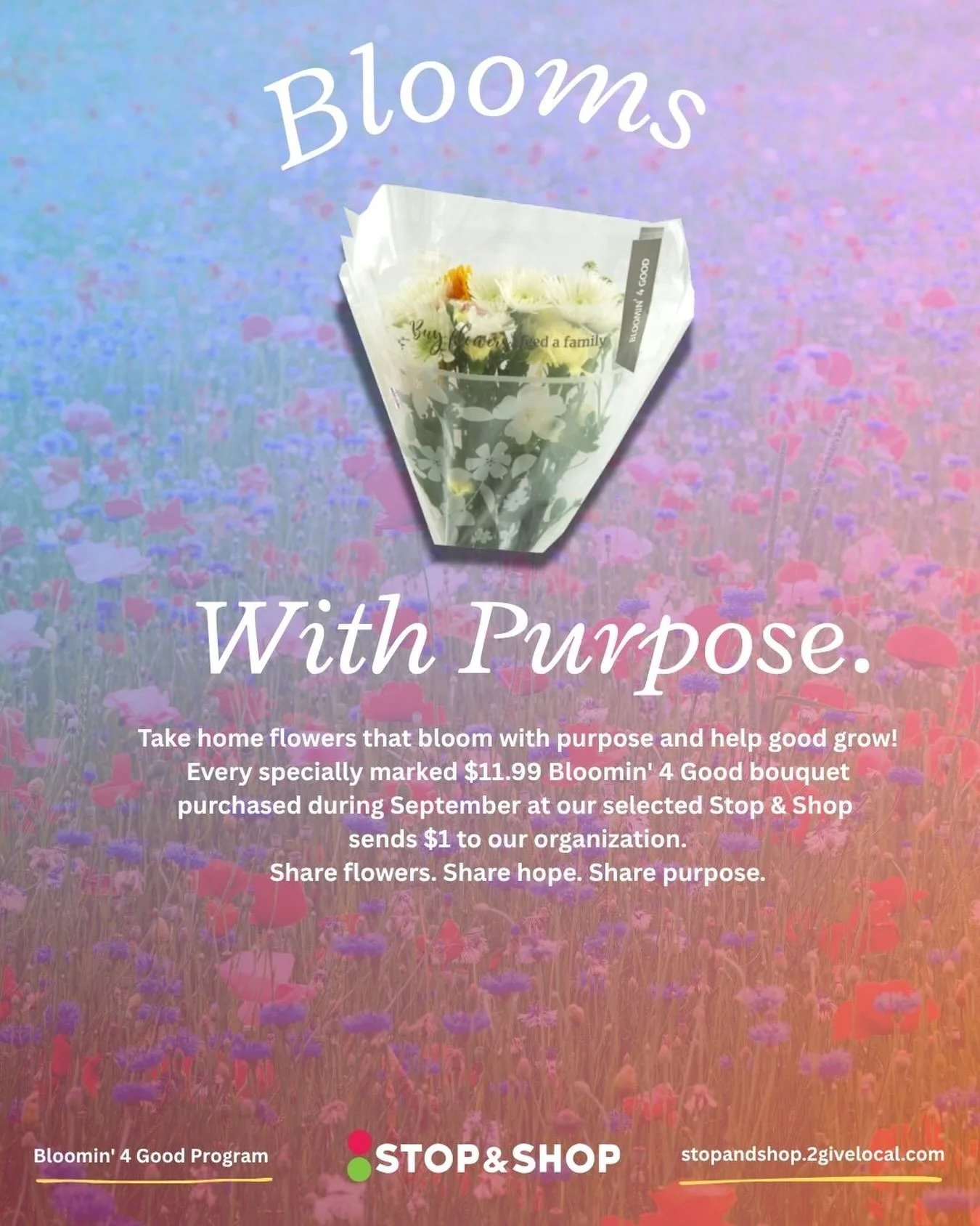 Pick up a Bloomin&rsquo; 4 Good bouquet at the Watchung Stop &amp; Shop throughout September and $1 will be donated back to us! Please note it&rsquo;s the Watchung store only. 

@clarktownshipnj @townshipofcranford @fanwoodborough @garwoodnj @mountai