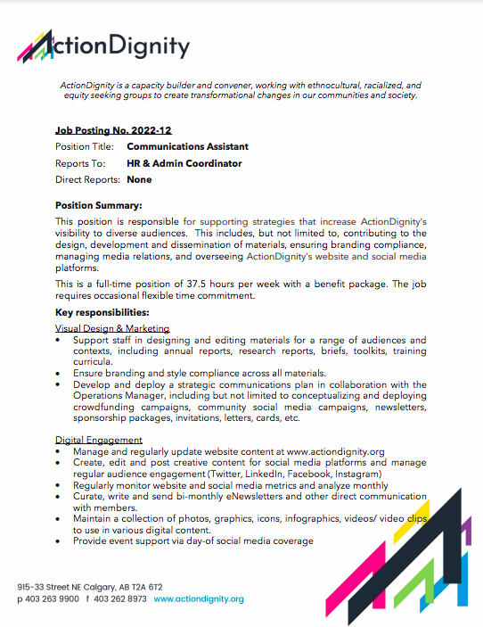 Job Opportunity! Communications Assistant