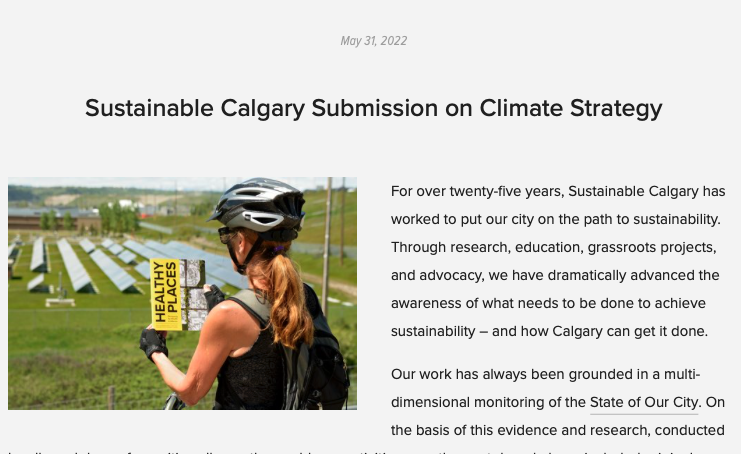 Sustainable Calgary Submission on Climate Strategy
