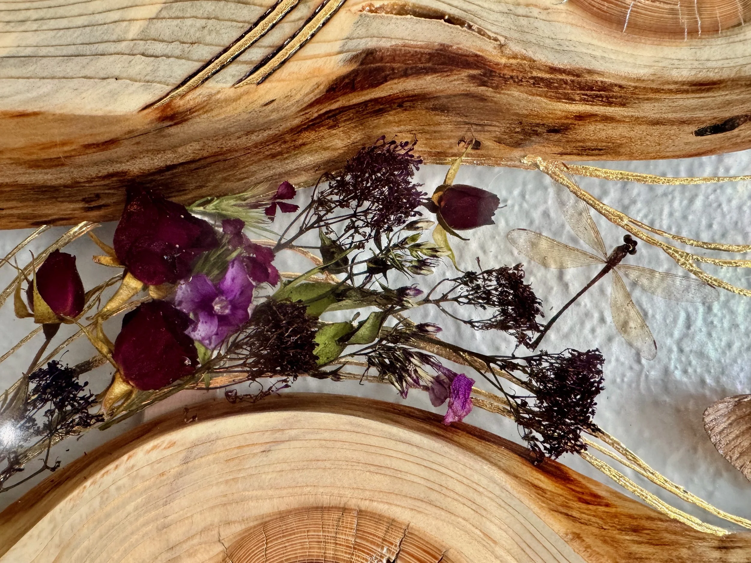 Lovers Carvings Firelight Collection artwork by Anne Shackelford, nature-inspired mixed media wall art.