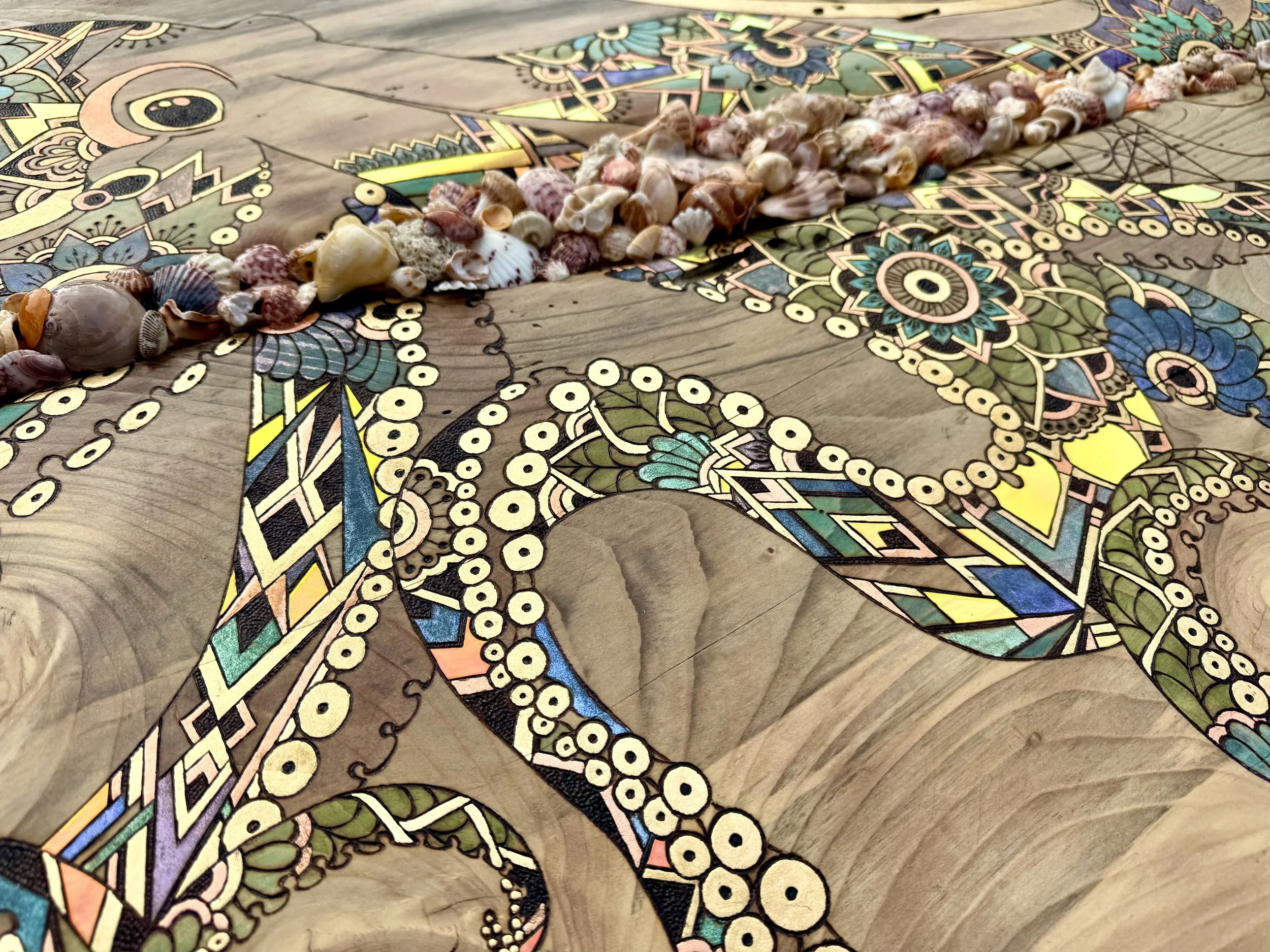 Symbolic and ornamental, this richly detailed octopus wall art carries motion, story, and soul.
