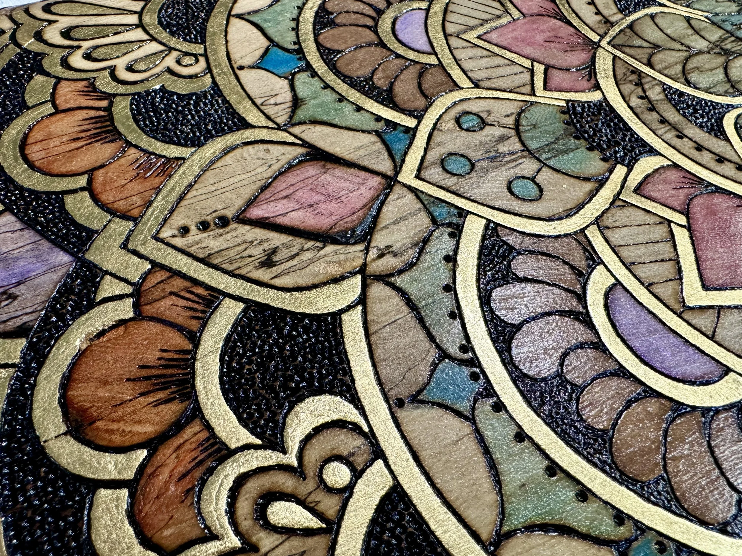 Elm wall art created with alcohol ink and layered mixed media