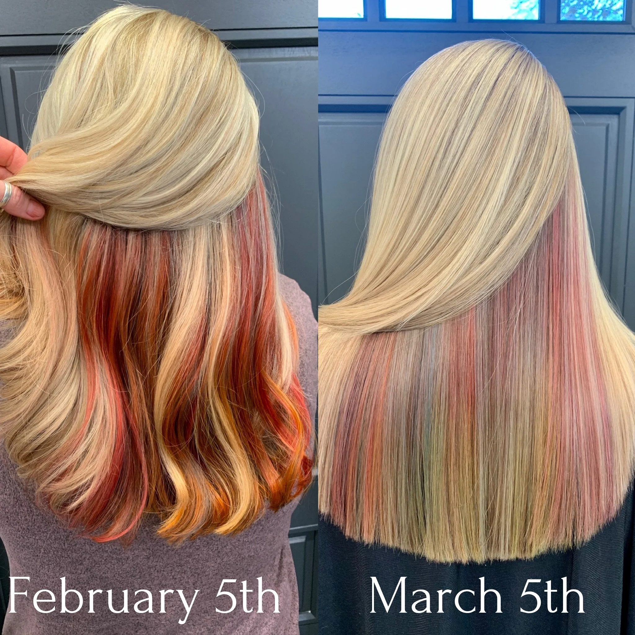 Fantasy hair color with fire reds and oranges in Austin, Texas
