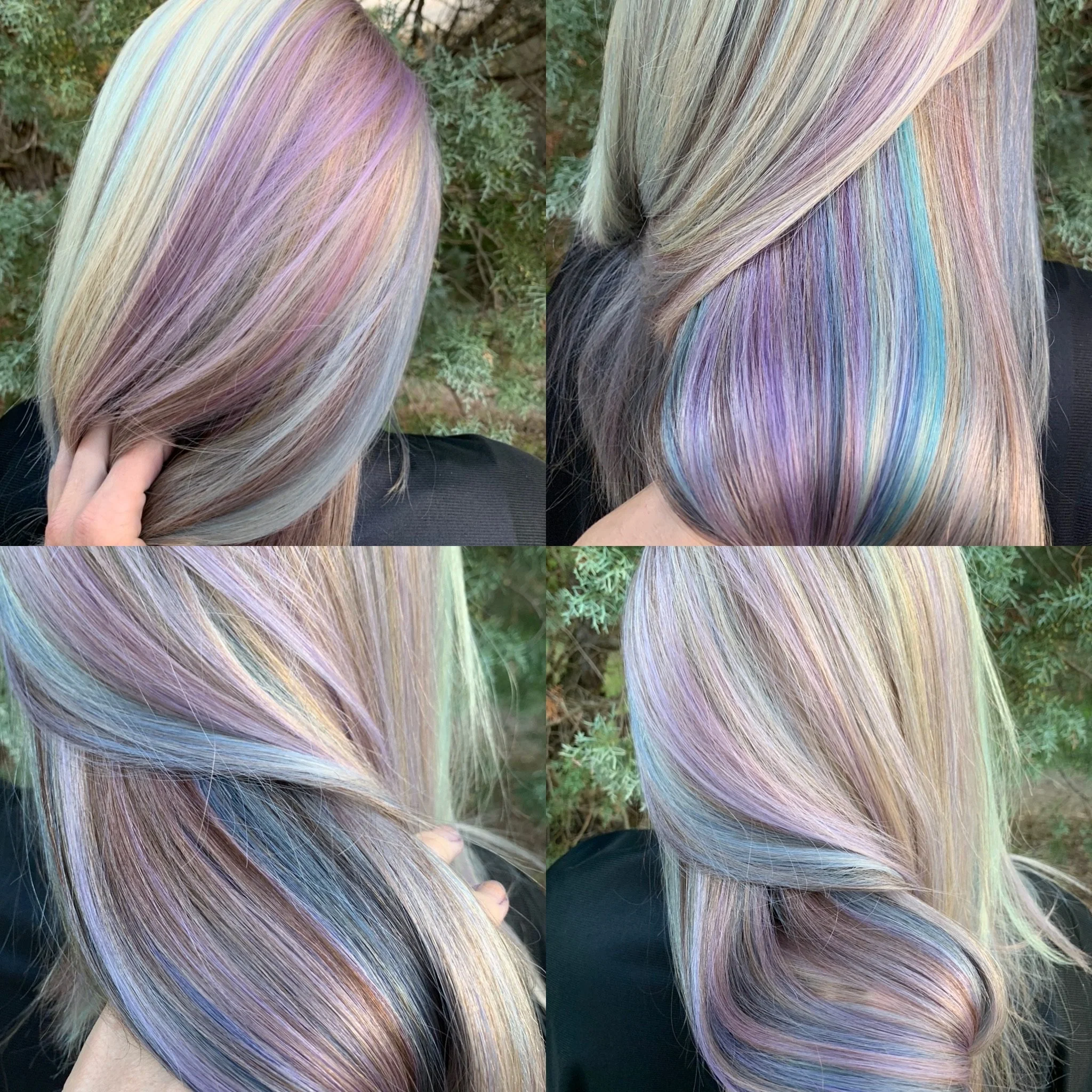 Mermaid inspired hair color with luminous finish at Austin studio