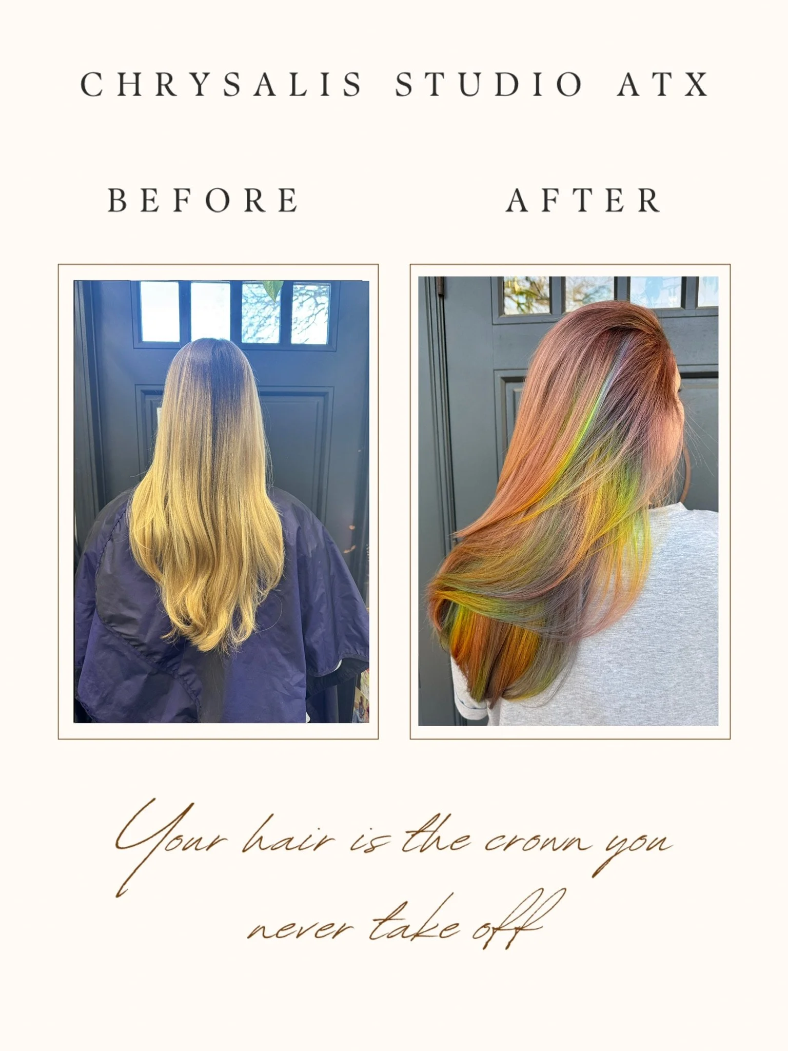 Holographic Rainbow Hair with Periwinkle and Rose Gold | Austin Fantasy Hair Color