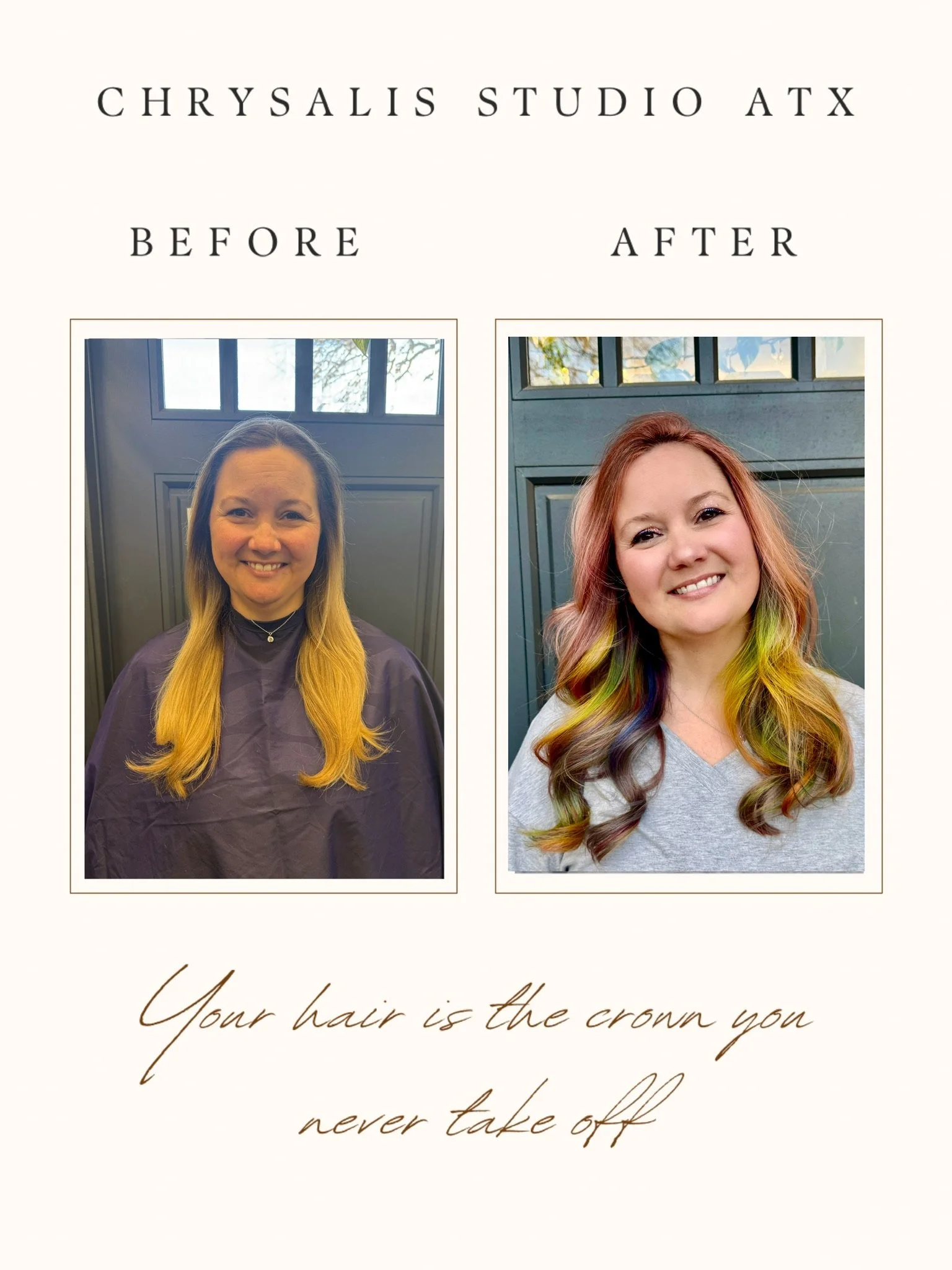 Periwinkle and Rose Gold Rainbow Prism Hair | Fantasy Hair Color Austin | Chrysalis ATX