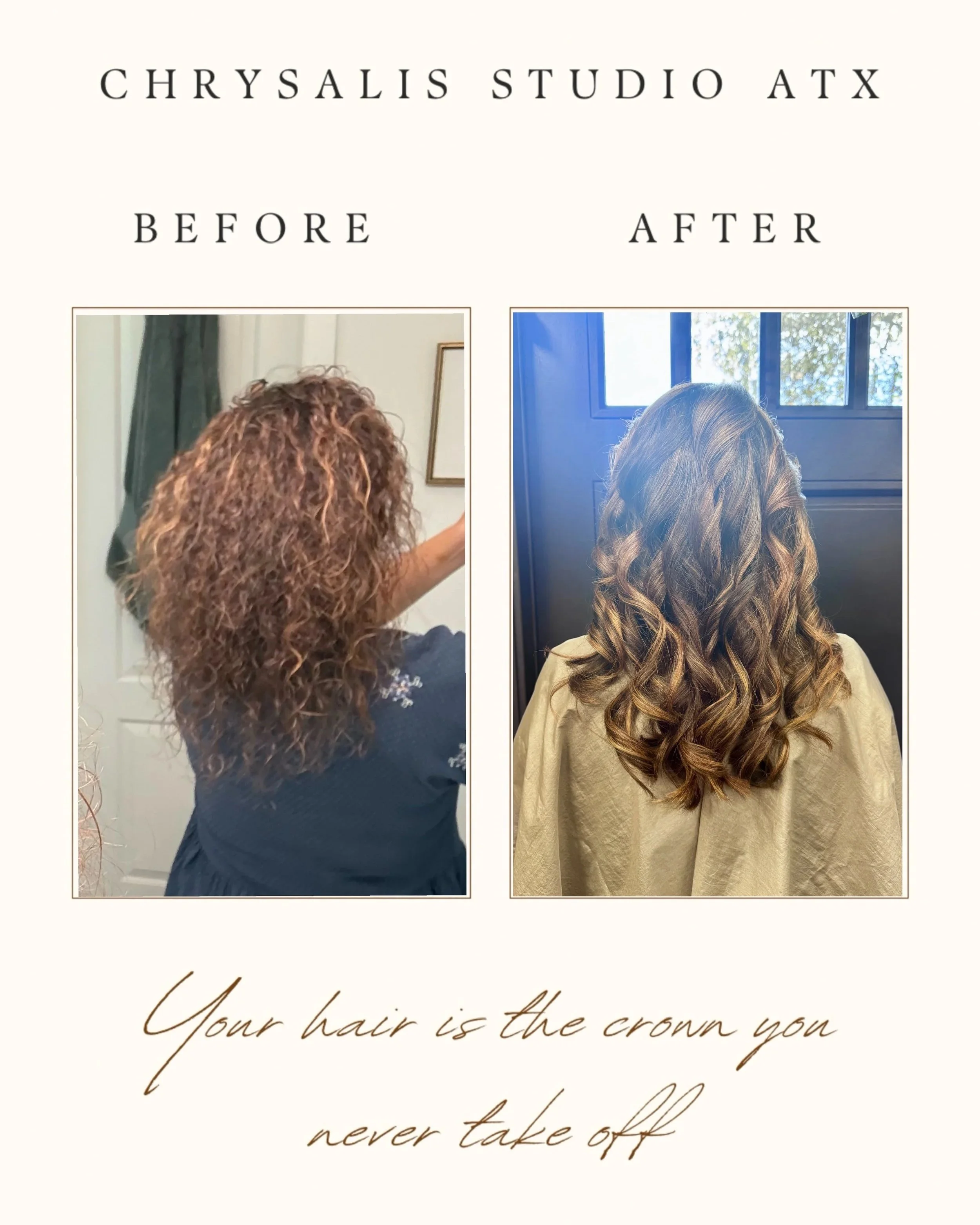Austin Texas, curly hair extensions, before & after 