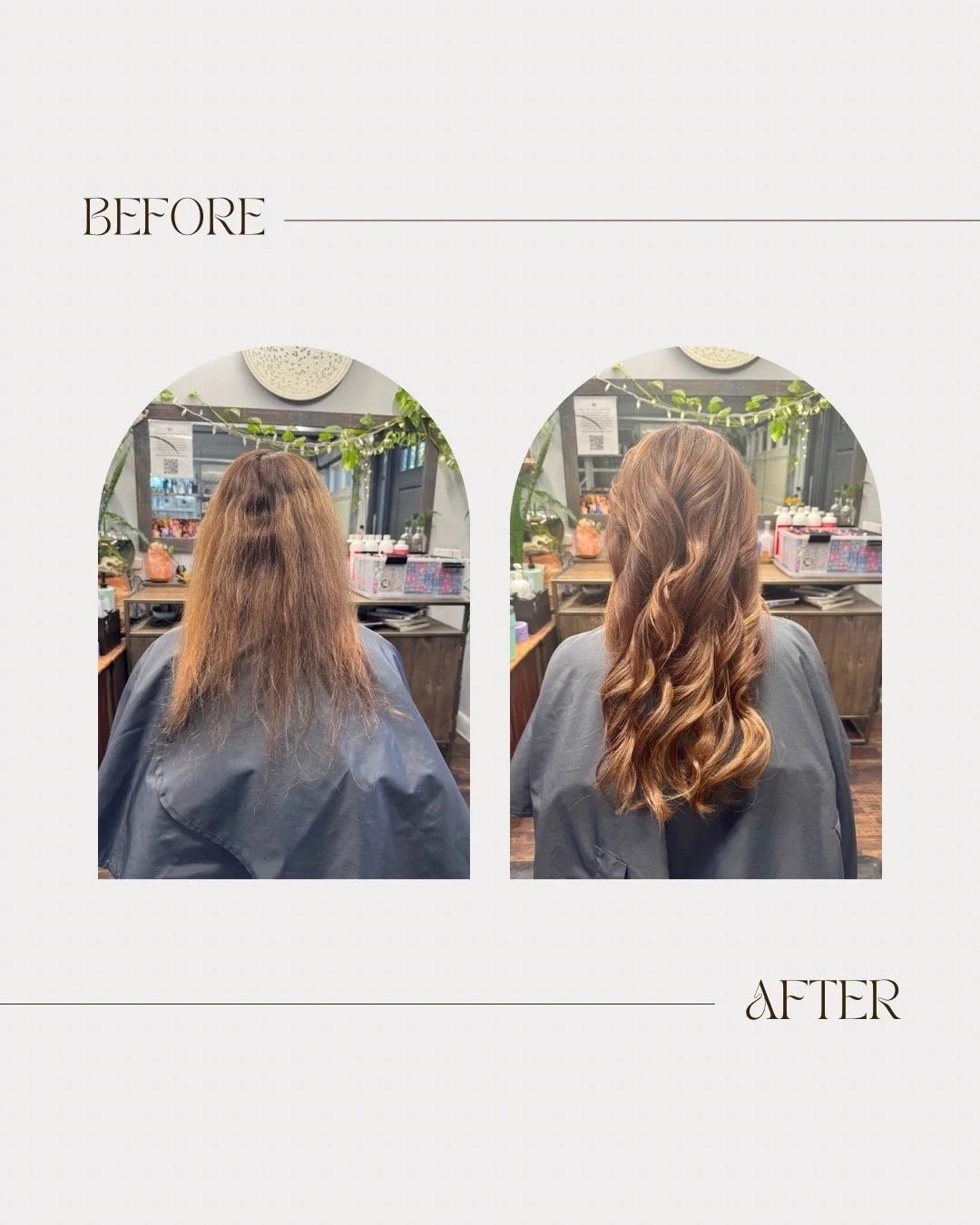 Hair extensions with warm dimensional color in Austin