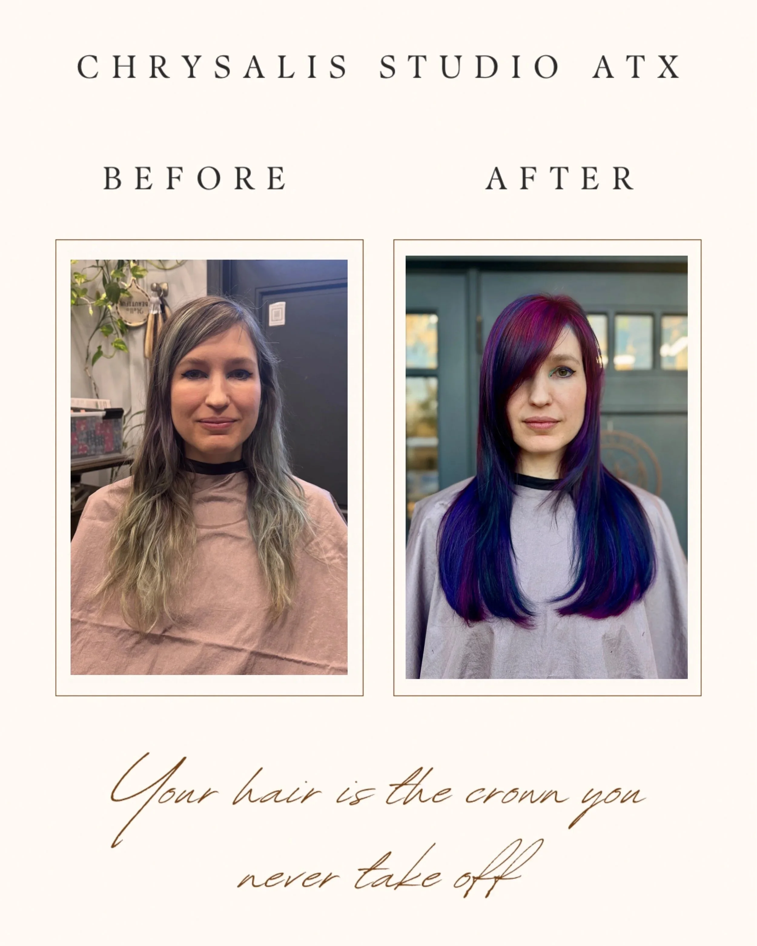 Color melt/ dark rainbow hair B & A with extensions!