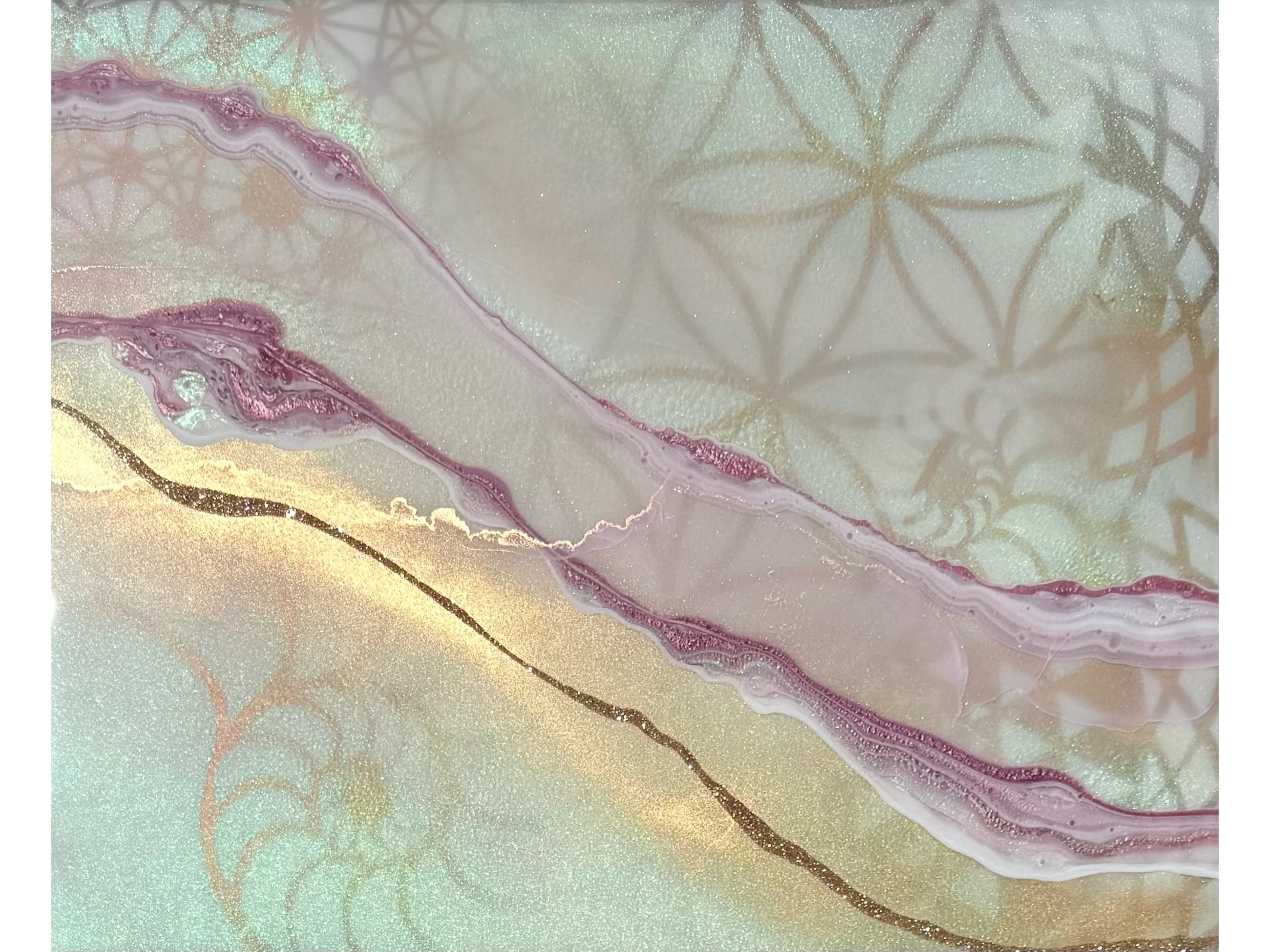 Halo Code by Anne Shackelford—ethereal wall art blending holographic light, resin forms, and sacred design language.