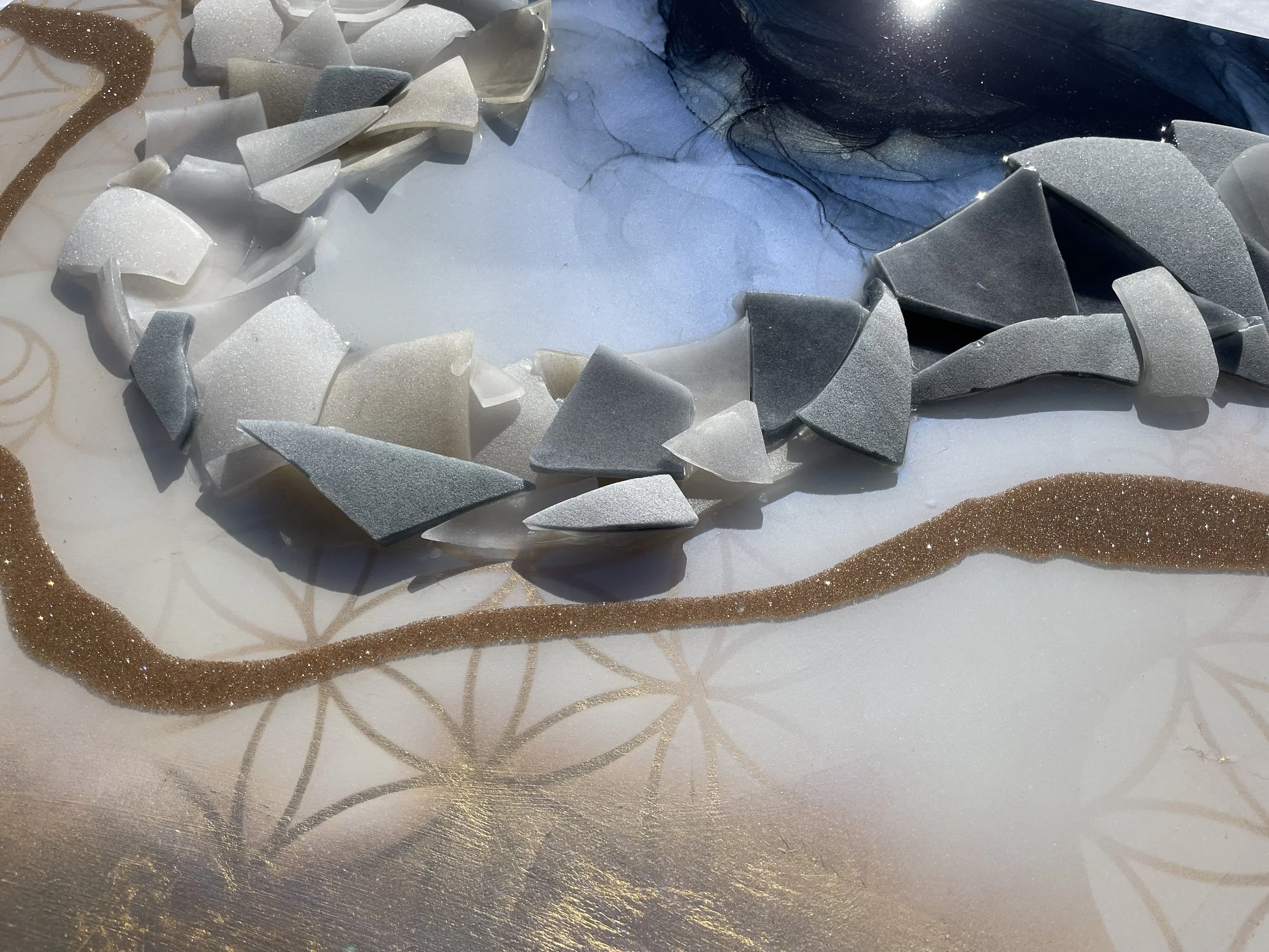 Mandala influenced heart chakra wall art with layered symbolic elements