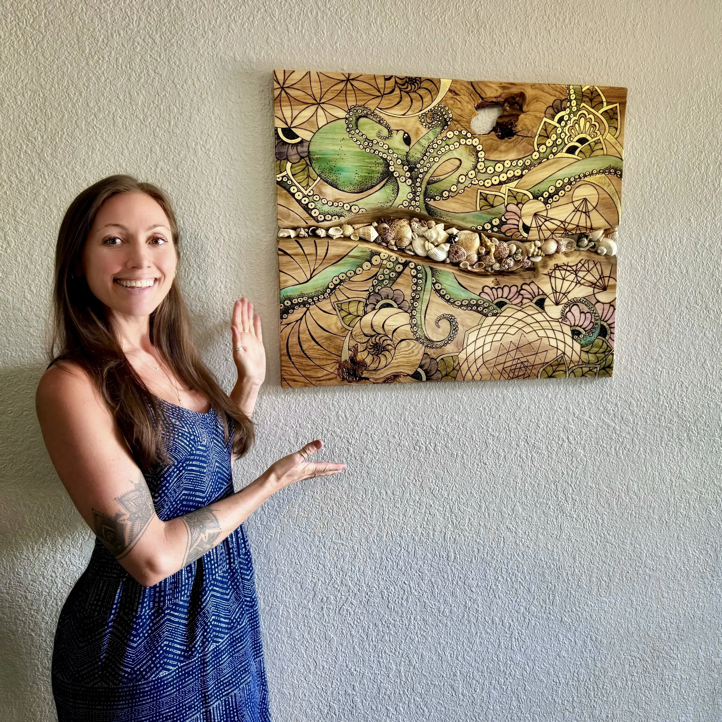 Original wall art created with shells collected over multiple generations