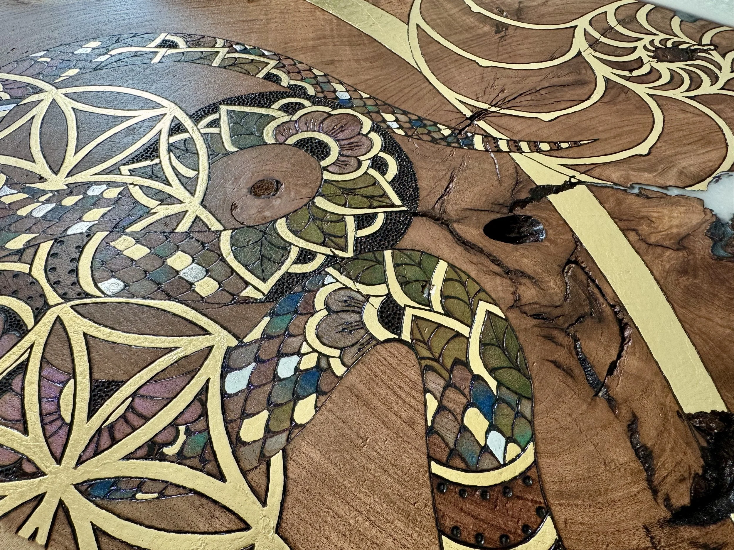 Snake wall art featuring rhythmic geometry and flowing form