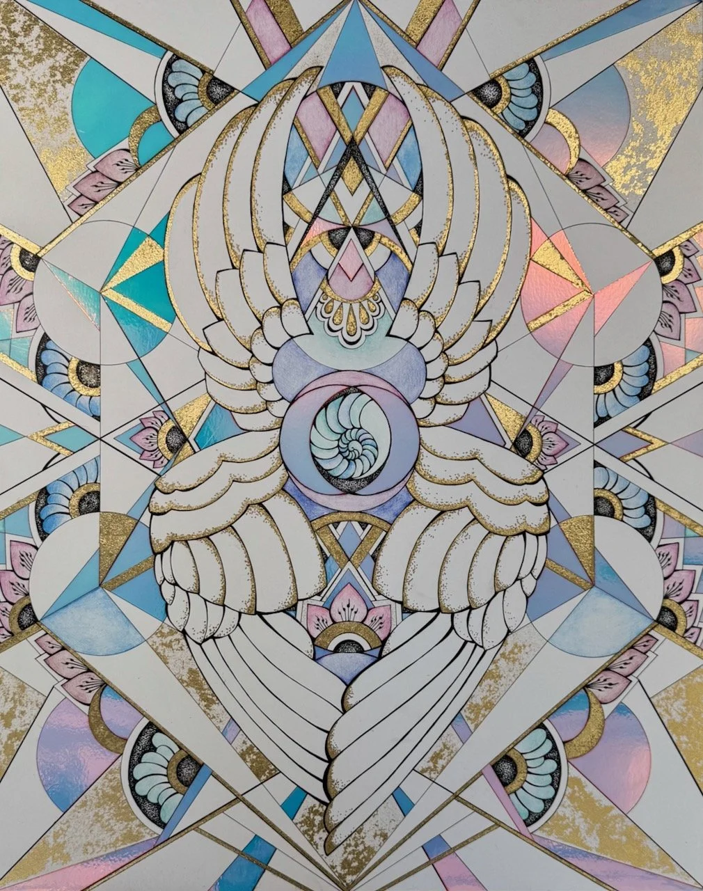 Pointillism texture detail in Seraphina, small dots forming subtle gradients.