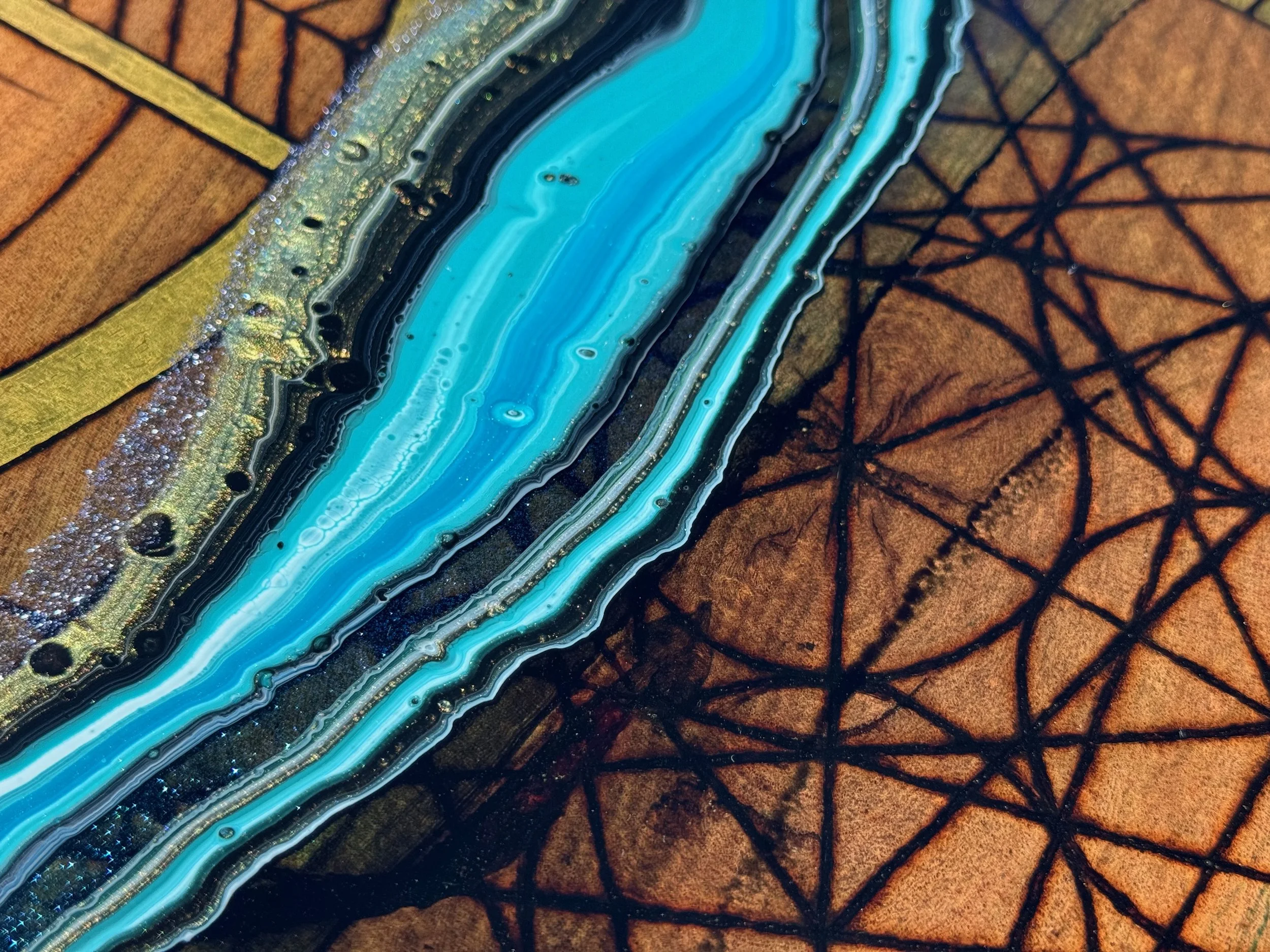 Replenish handcrafted mesquite art board by Austin artist Anne Shackelford.