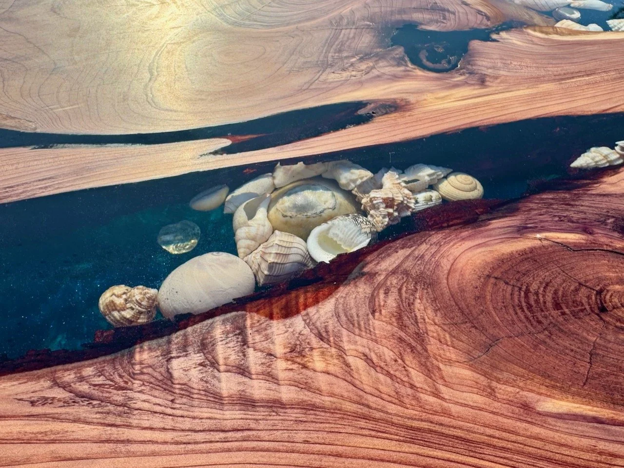 Textured composition of Grace, merging organic and reflective materials.