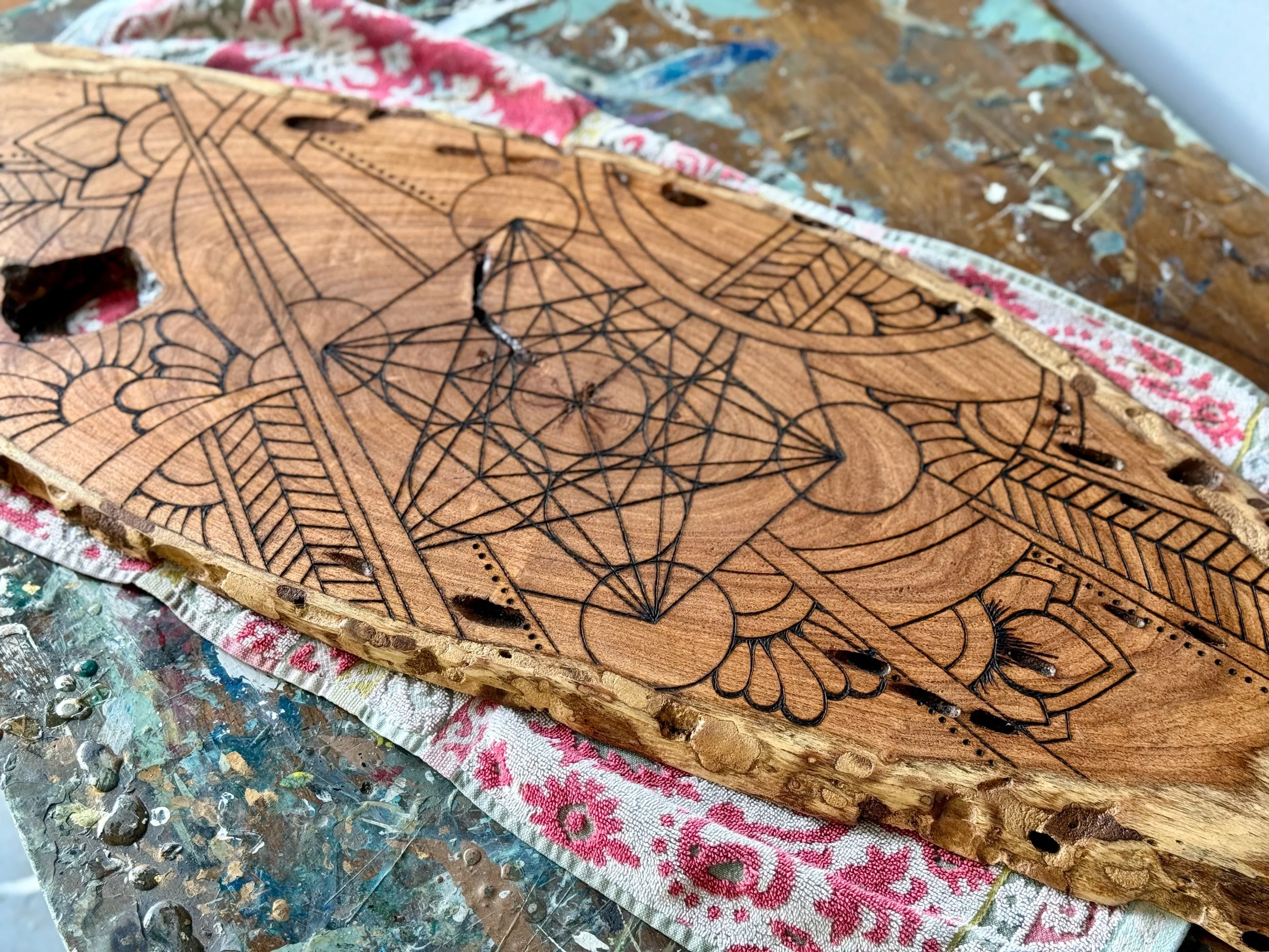 Resin and mesquite functional artwork Replenish by Austin artist Anne Shackelford.