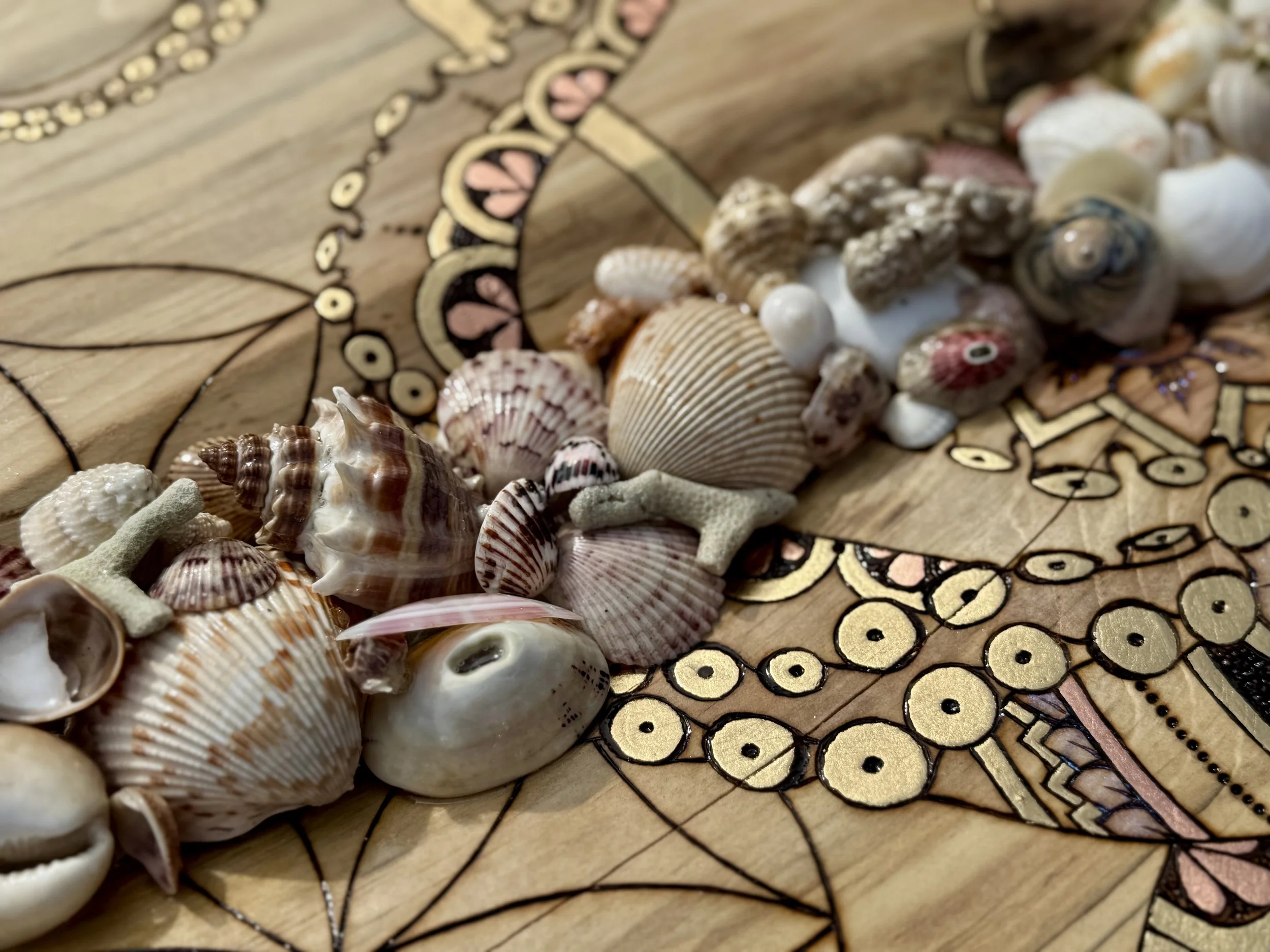 Sanibel Island inspired wall art with natural shell elements