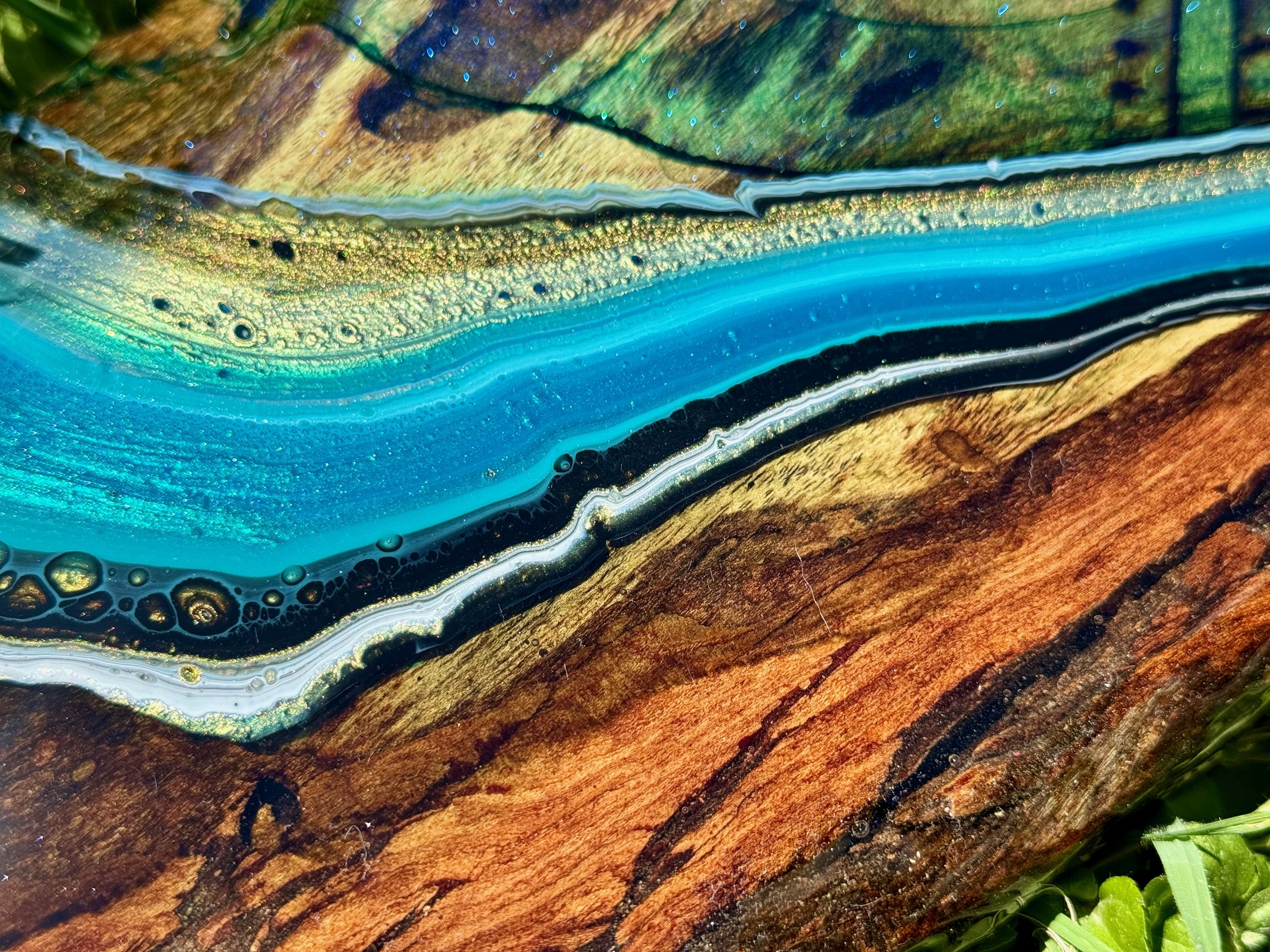 Hand-burned mesquite board Replenish by Anne Shackelford, functional art for home and ritual.