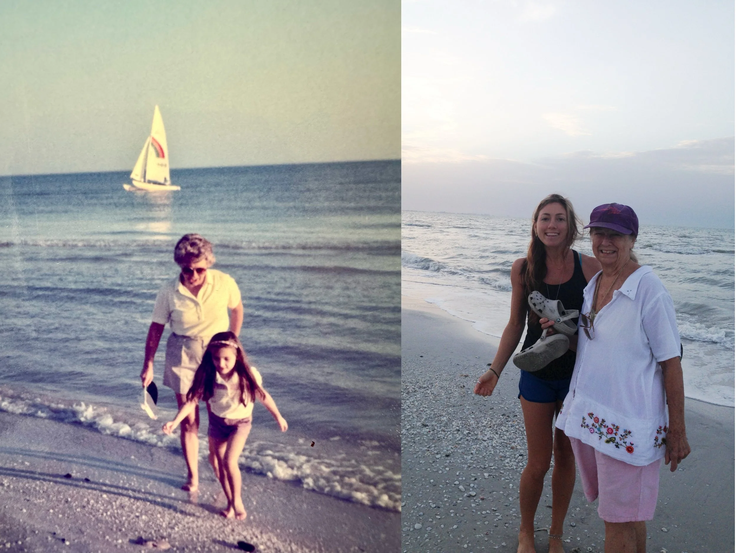 Family photograph showing the artist as a child and adult with grandmother and great aunt