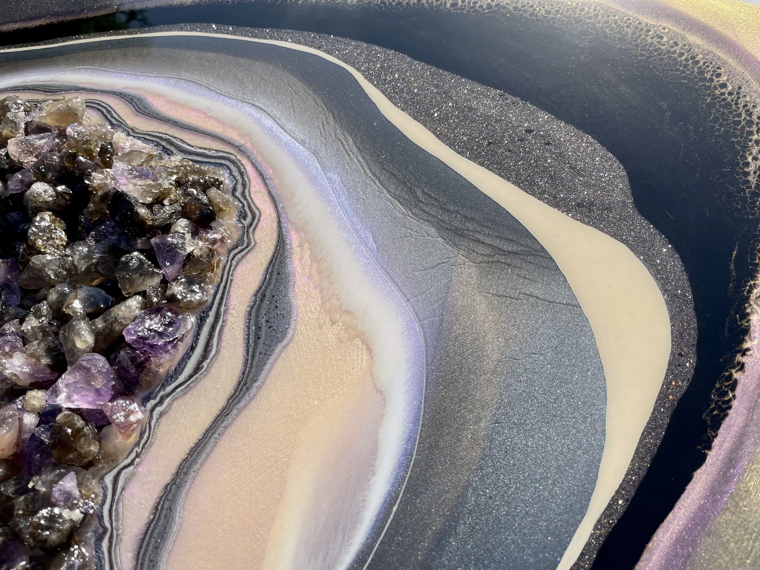 Original geode wall art created with natural crystals and resin