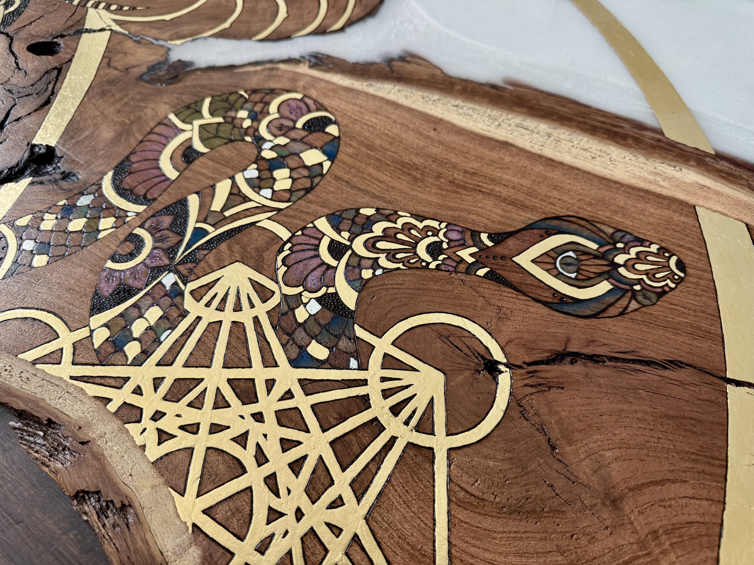 Original snake wall art symbolizing healing, renewal, and transformation