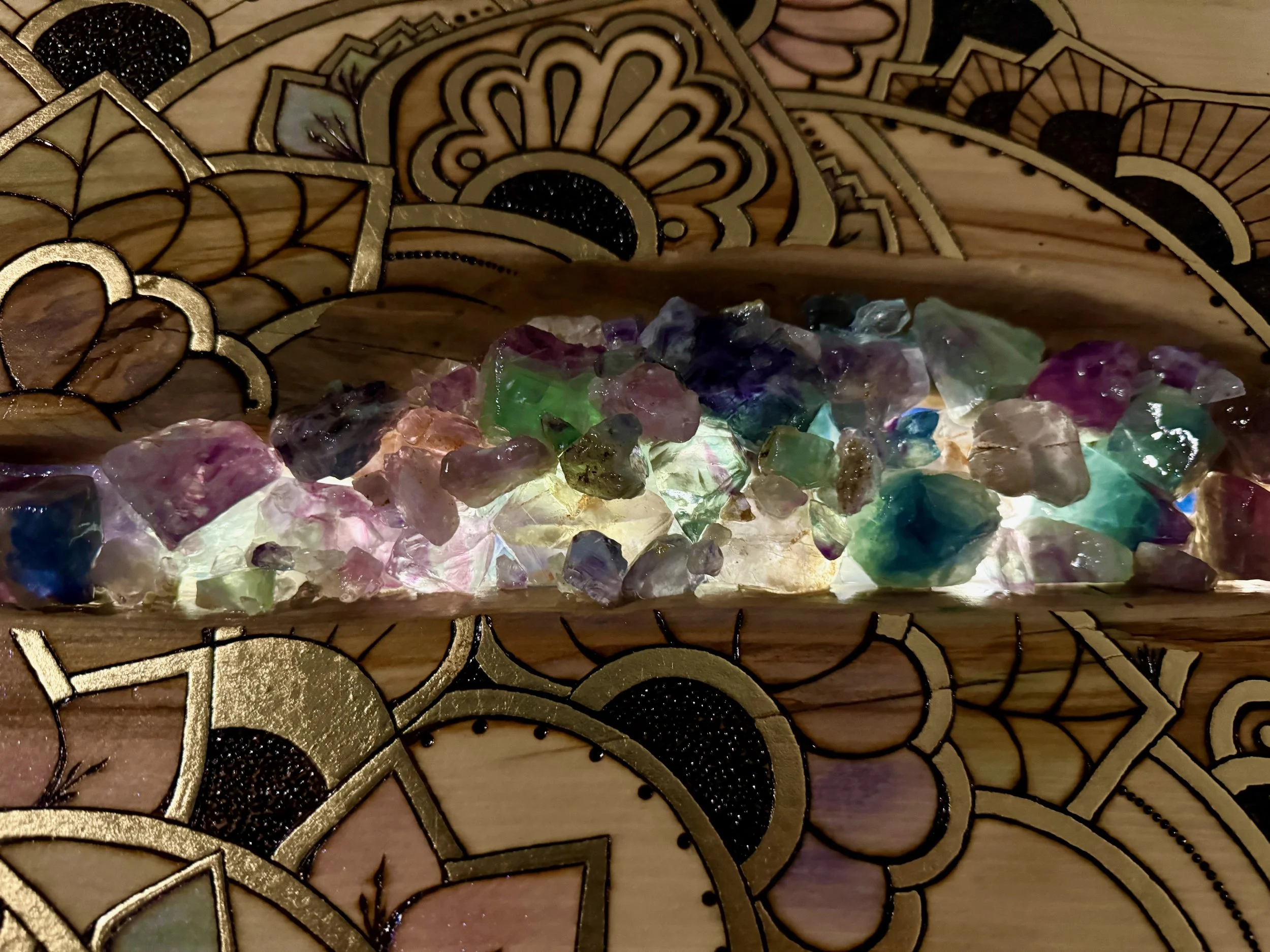 One-of-a-kind aspen artwork Parivrtta by Anne Shackelford, inspired by nature’s harmony and light.