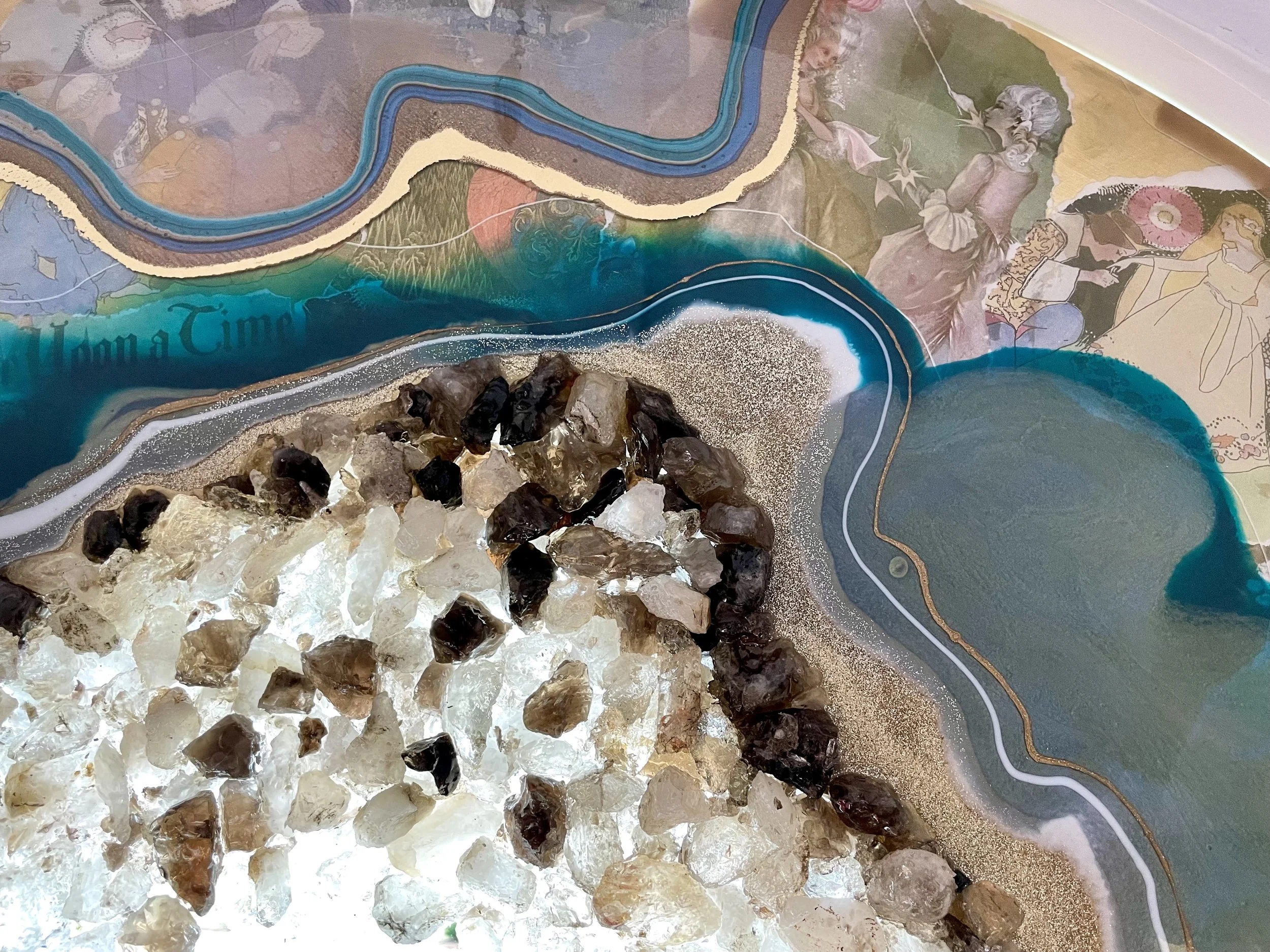 Original wall art by Anne Shackelford featuring quartz crystals and light play