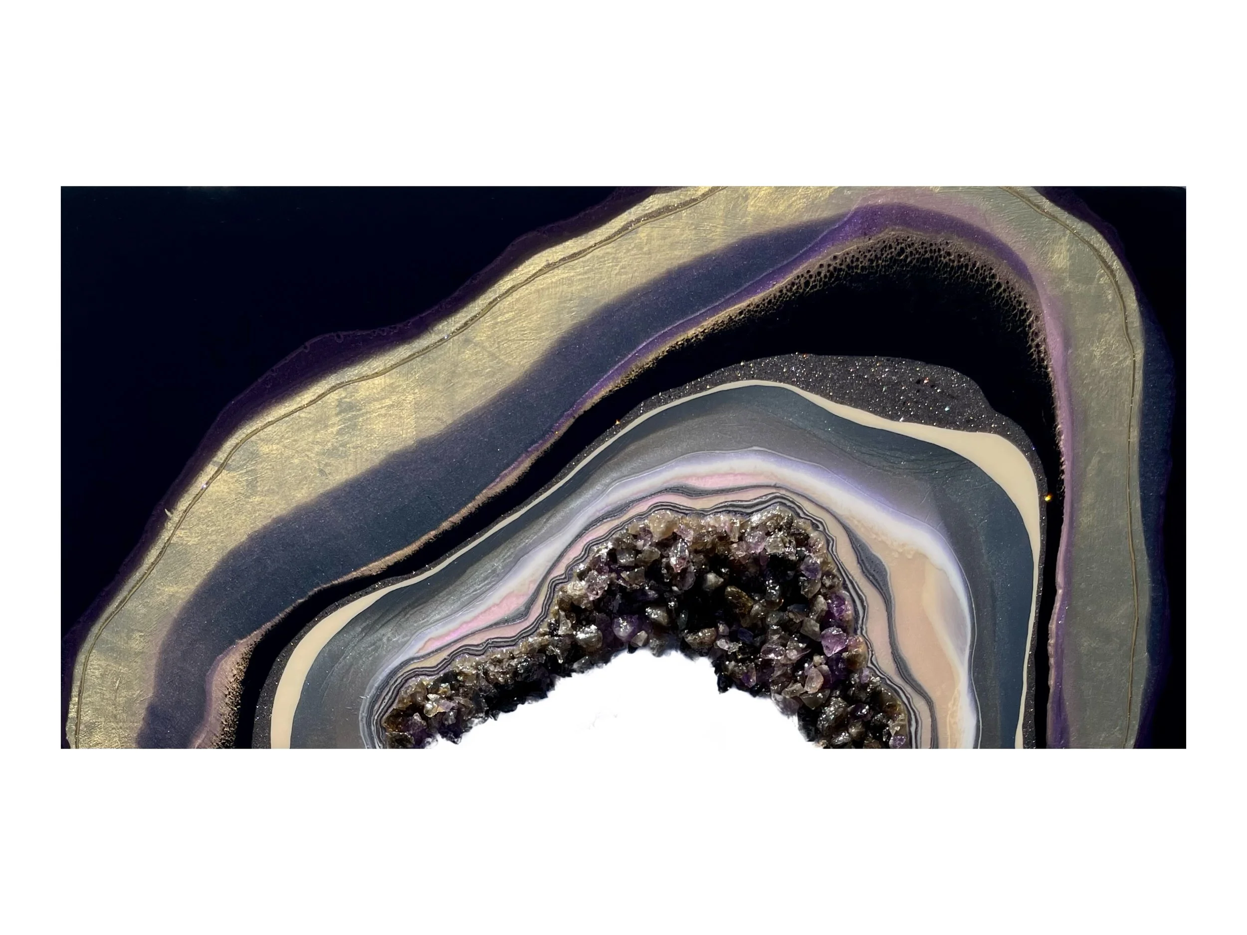 Amethyst geode wall art by Austin Texas artist Anne Shackelford