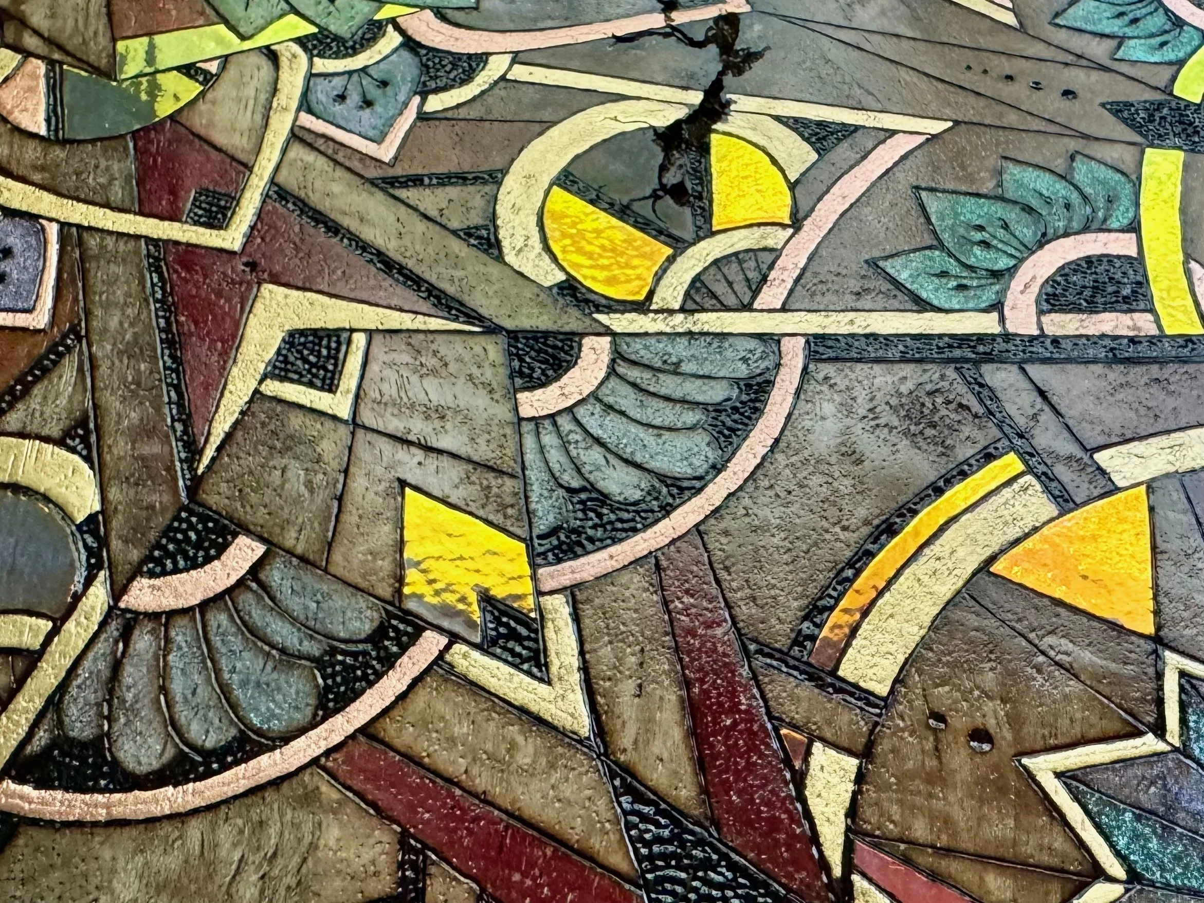Color pencil floral detail with resin flow and mesquite, geometric wall art with harmony.