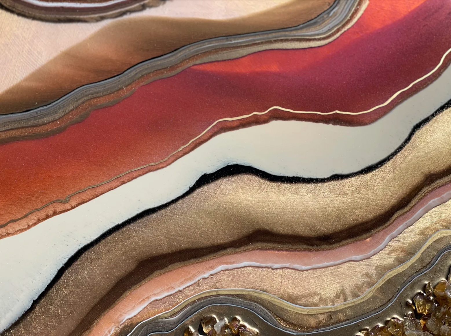 Original wall art by Austin Texas artist featuring citrine and gold leaf