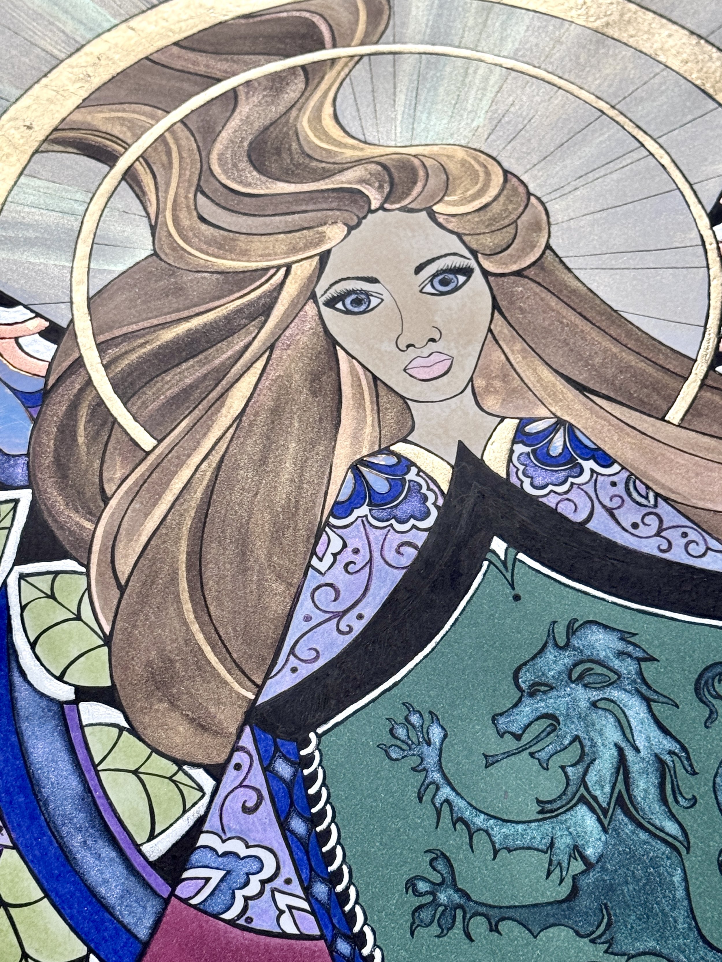 Detail of True Nature, an angel artwork inspired by Archangel Ariel and the natural world
