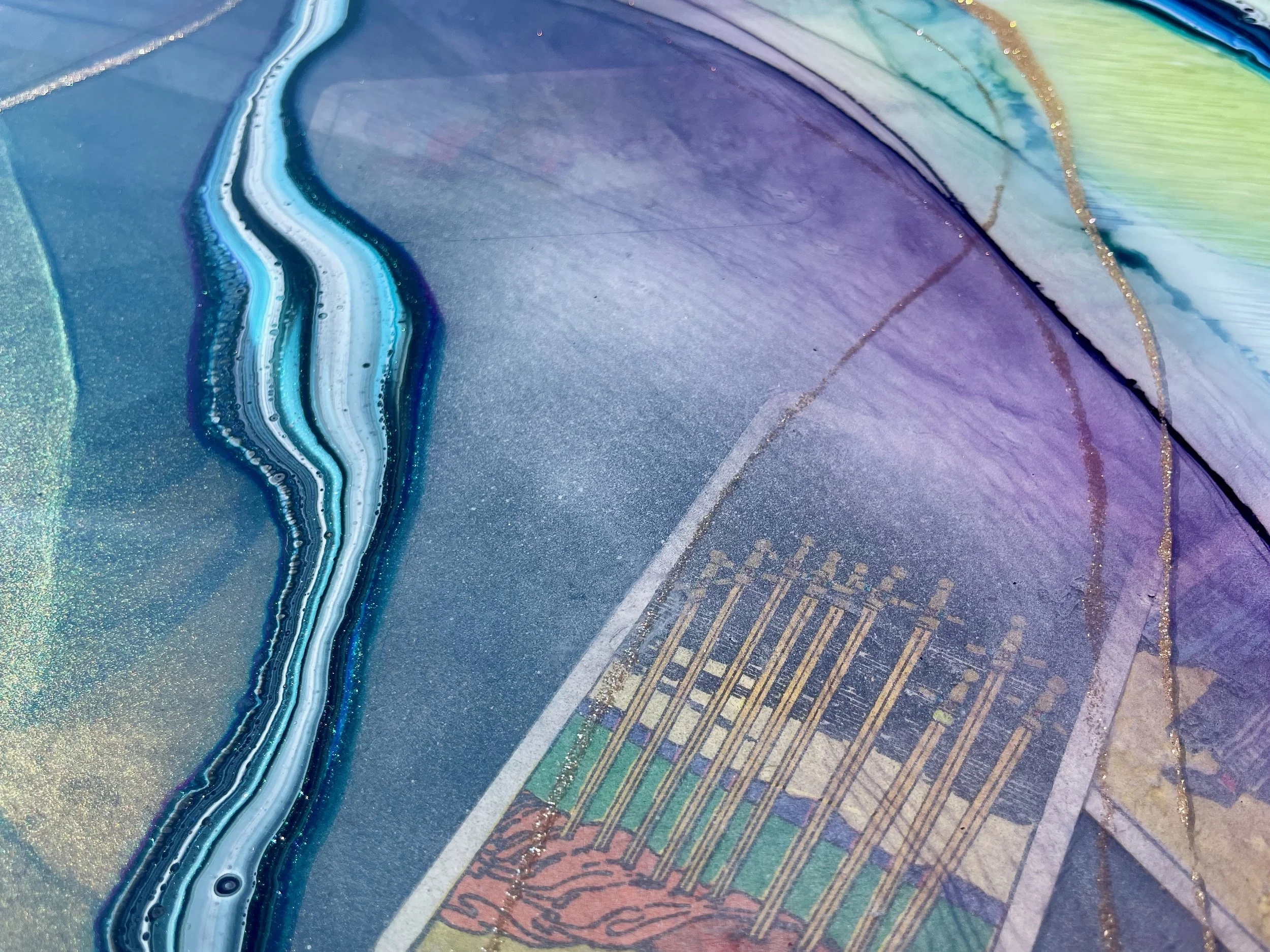 Handcrafted mixed media wall art by Austin Texas artist Anne Shackelford, original collectible artwork.