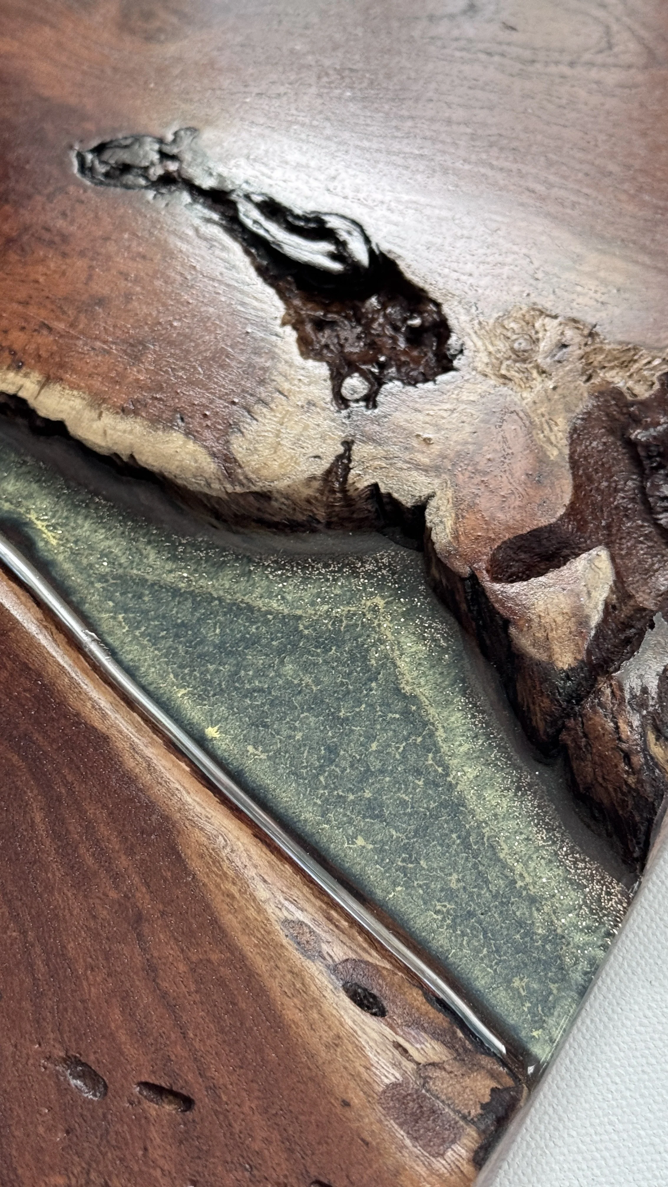 Live edge mixed media wall sculpture by Anne Shackelford