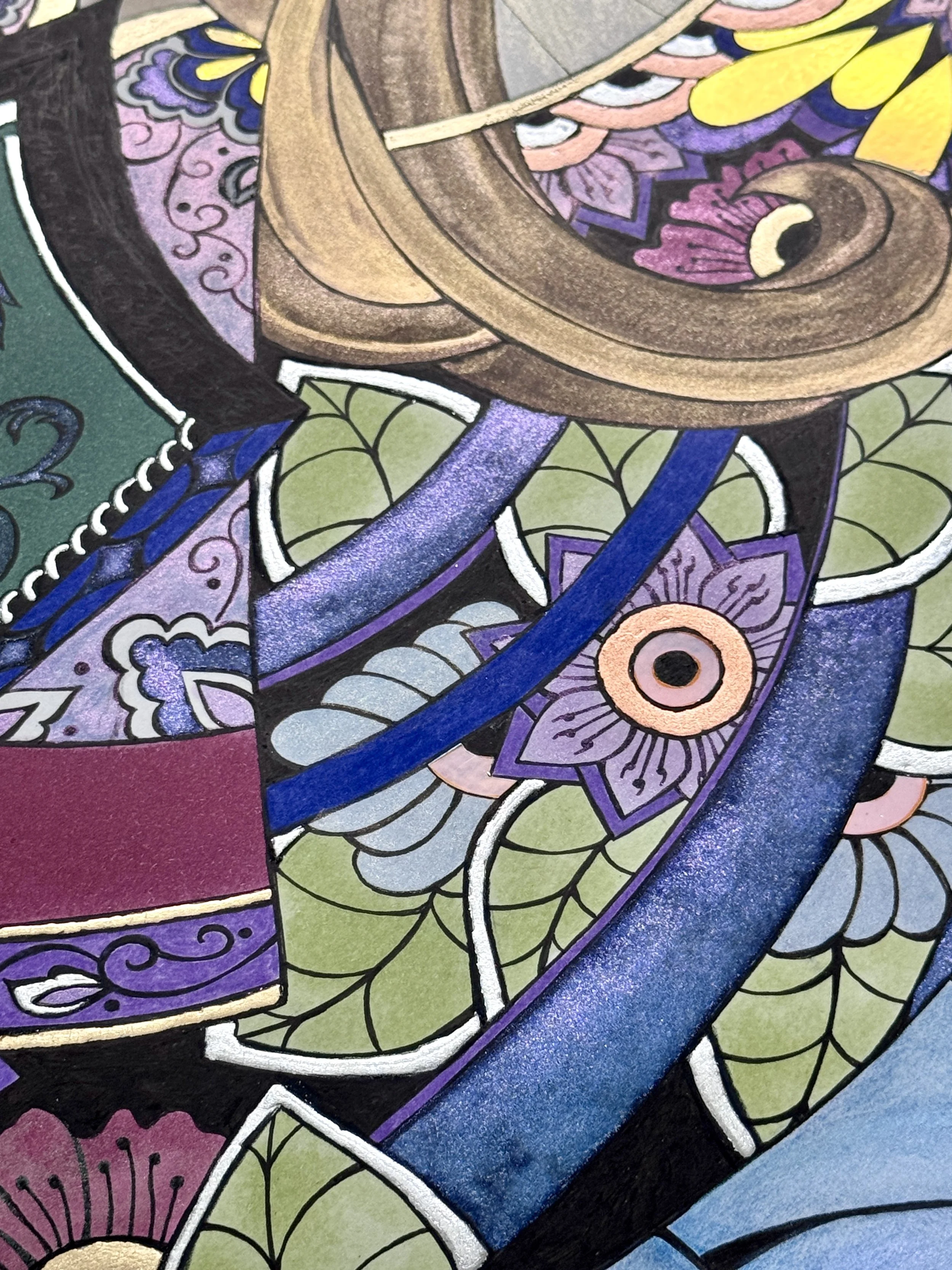 Detail of True Nature showing the layered materials and intricate surface of the angel artwork