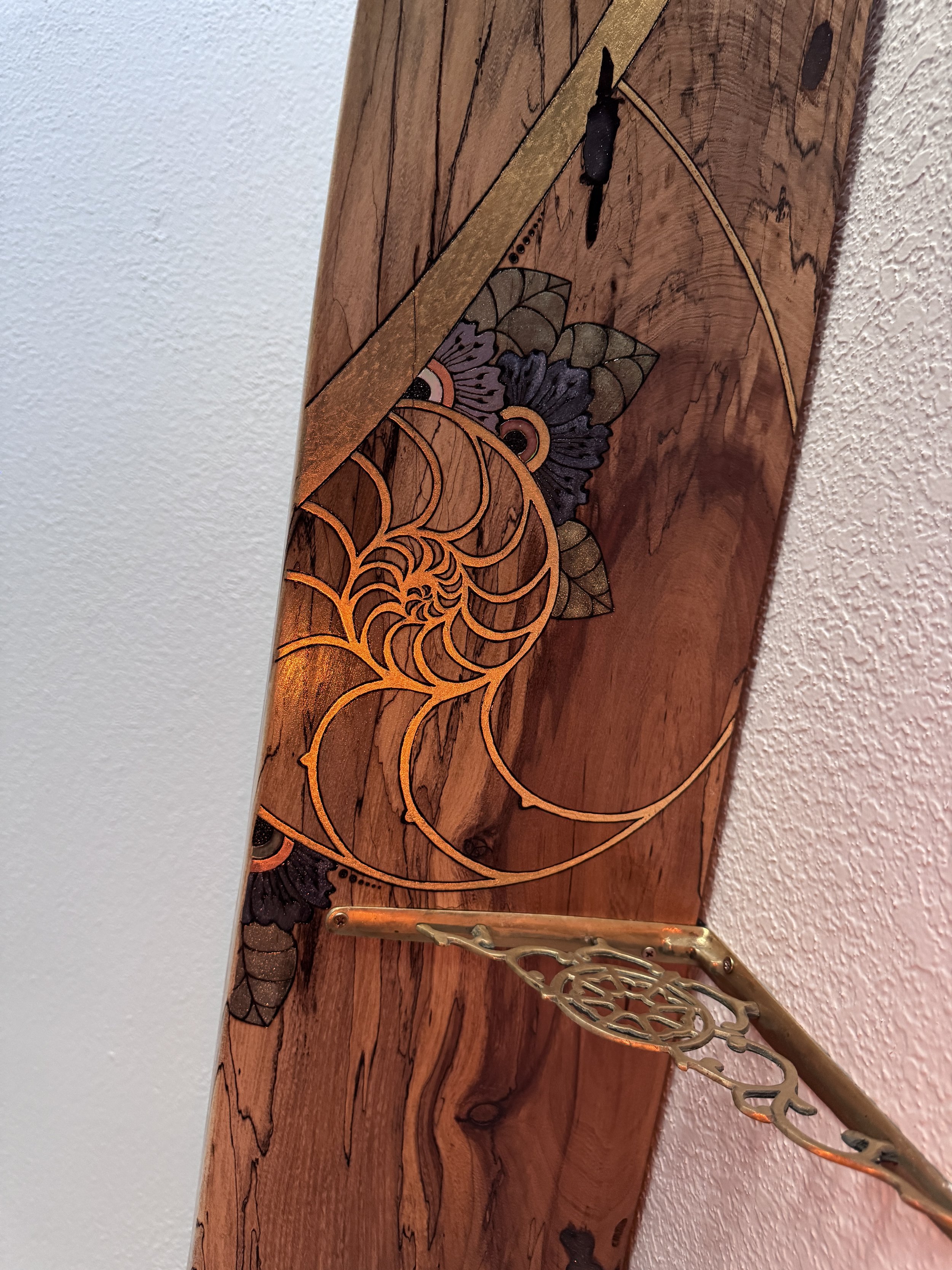 Storyteller by Anne Shackelford installed in a bedroom, demonstrating the piece as functional artwork in a lived-in space.
