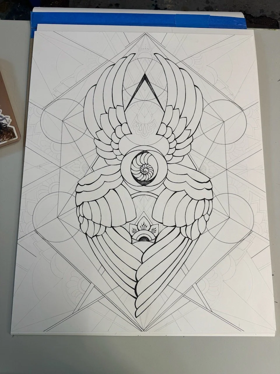 Full composition of Seraphina as contemporary angel artwork rooted in living geometry.