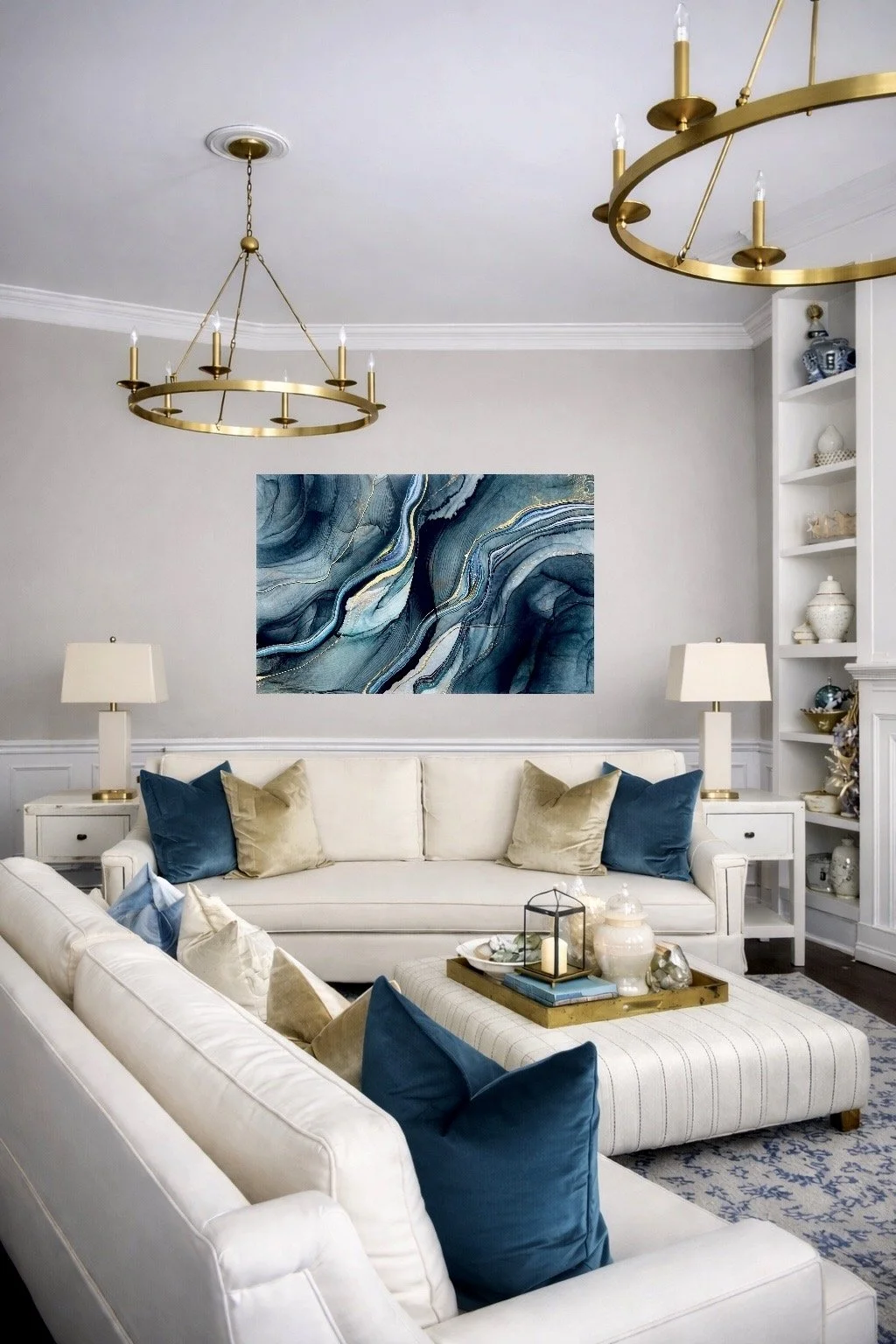 Rhythmic wall art by Anne Shackelford displayed in a styled interior setting