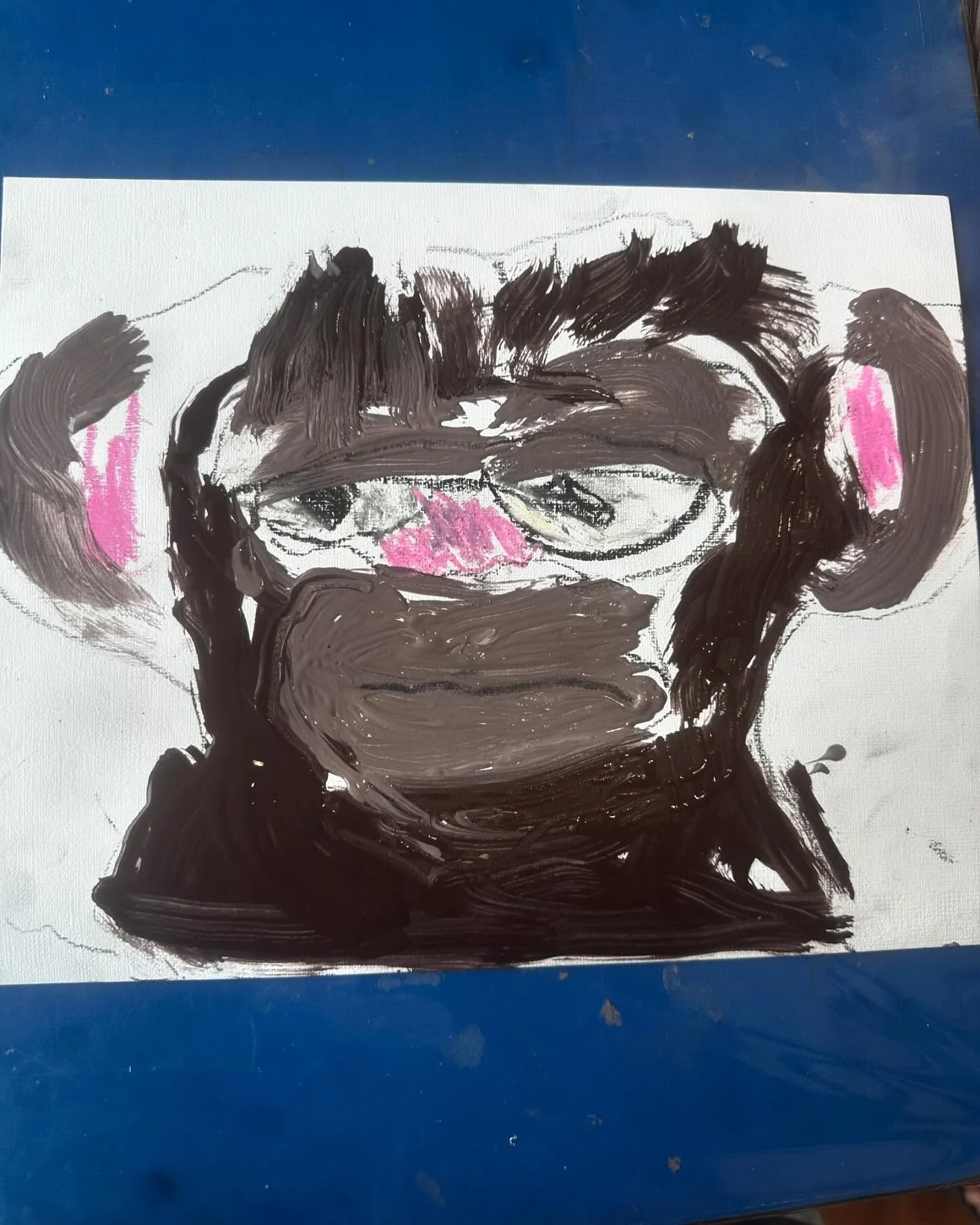 Grumpy monkey Thursday preschool and story time ❤️fun little painting!