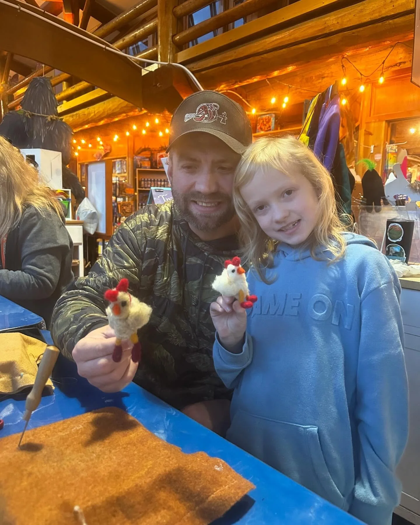 Father daughter date ❤️ look at their cute Chickens❤️