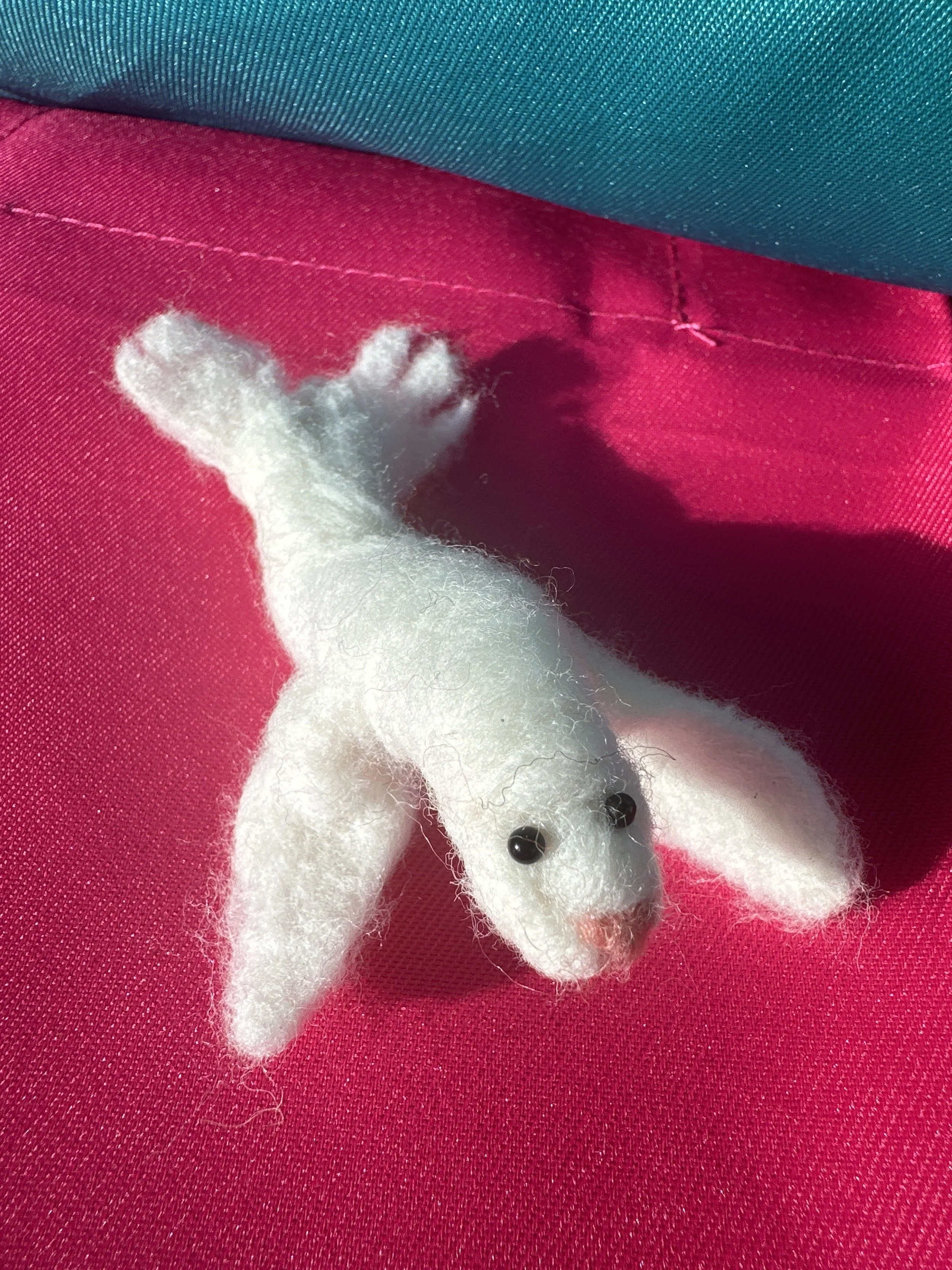 Needle Felted White Seal