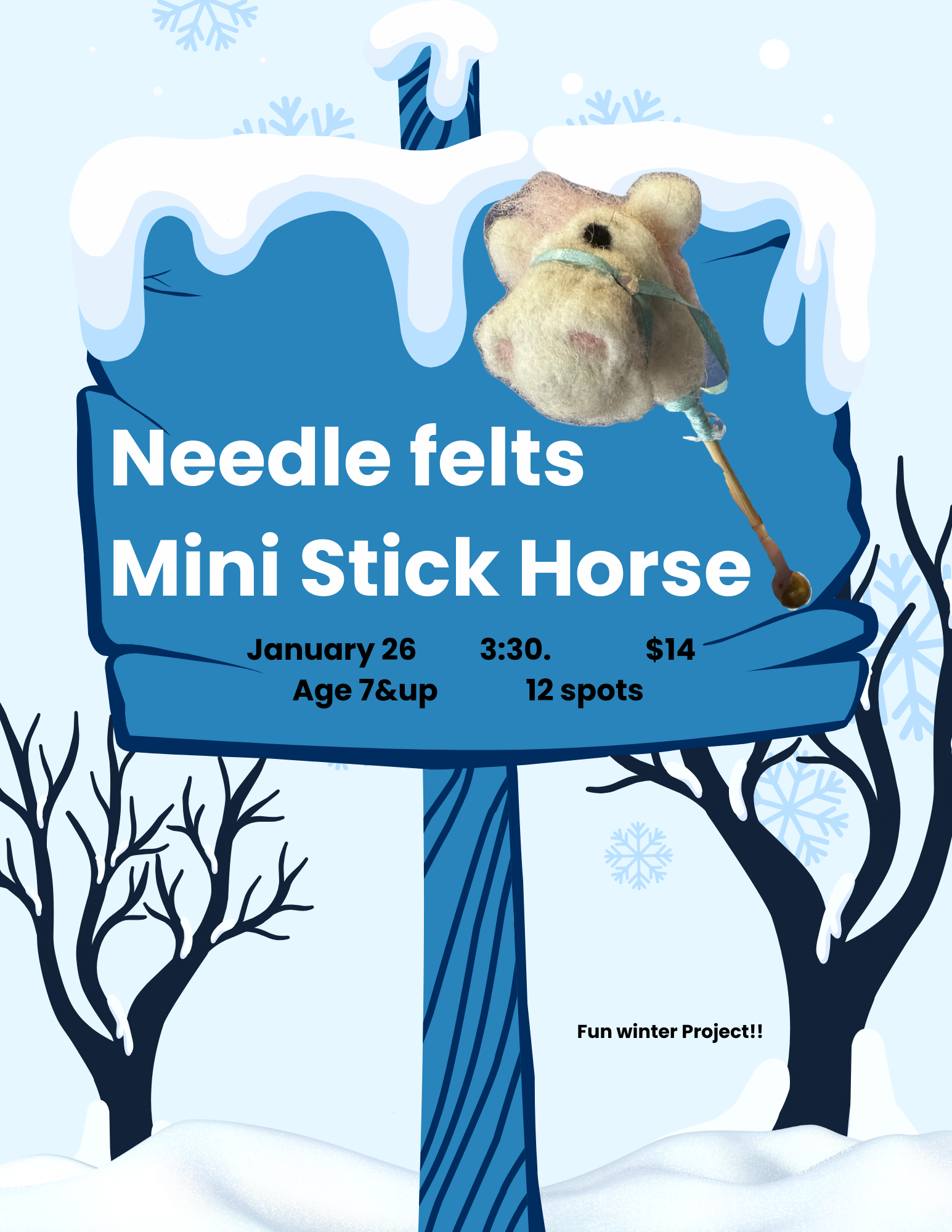 January 26th @ 3:30pm: Needle Felted Mini Stick Horse