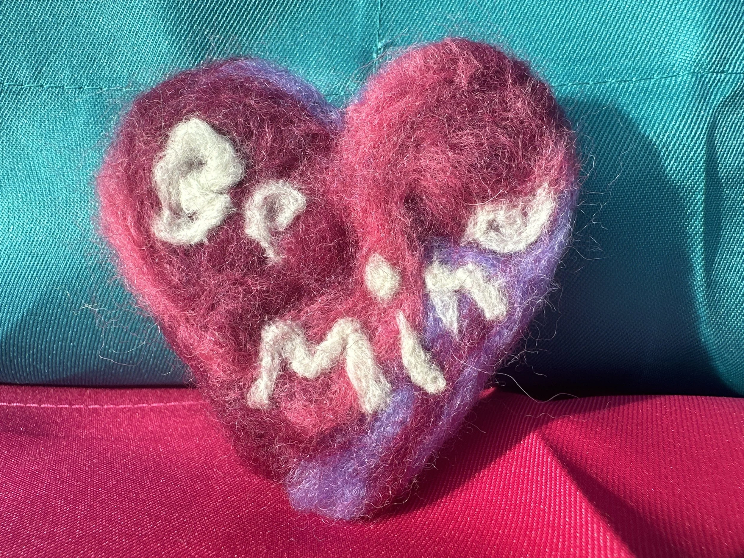Needle Felted Be Mine Heart Pin
