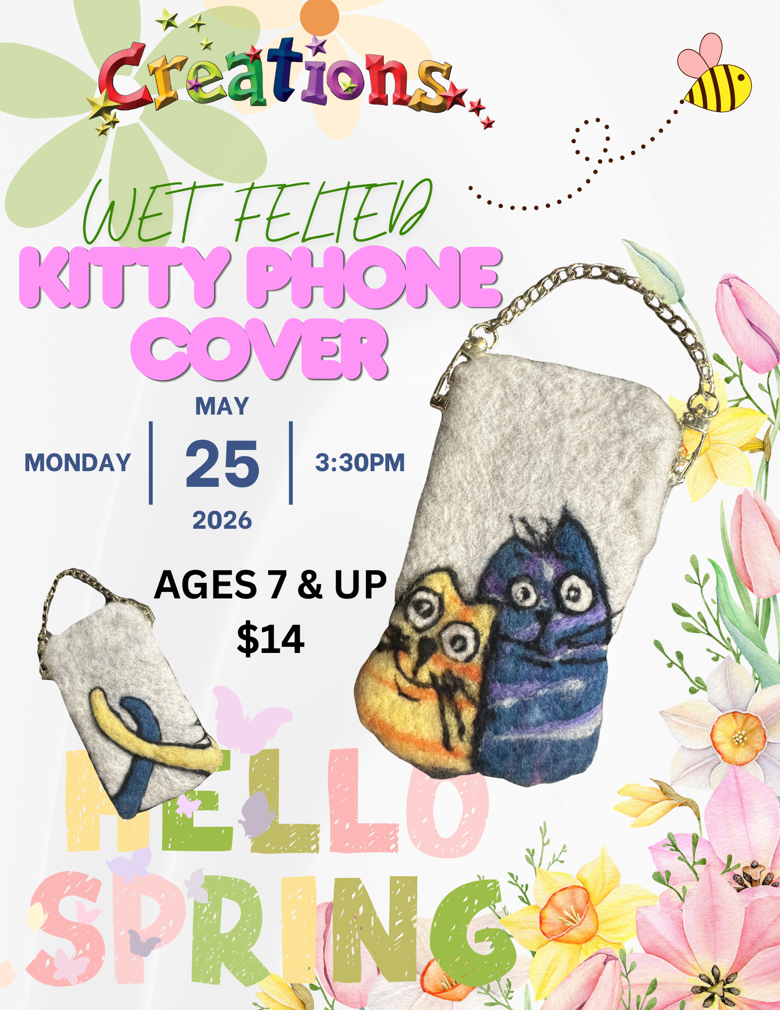 May 25th @ 3:30pm: Wet Felted Kitty Phone Cover