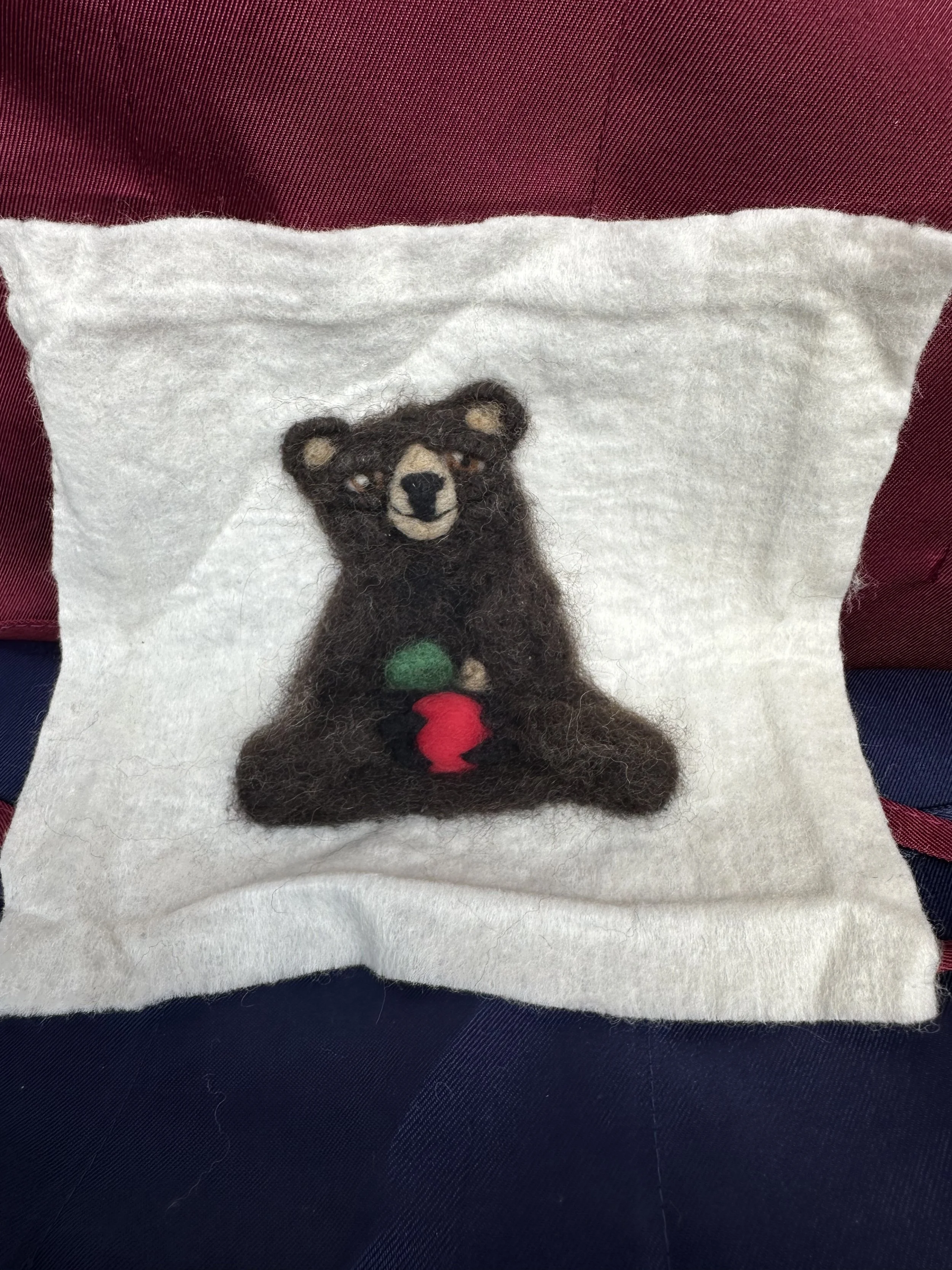 Needle Felted Canvas Art (Bear)
