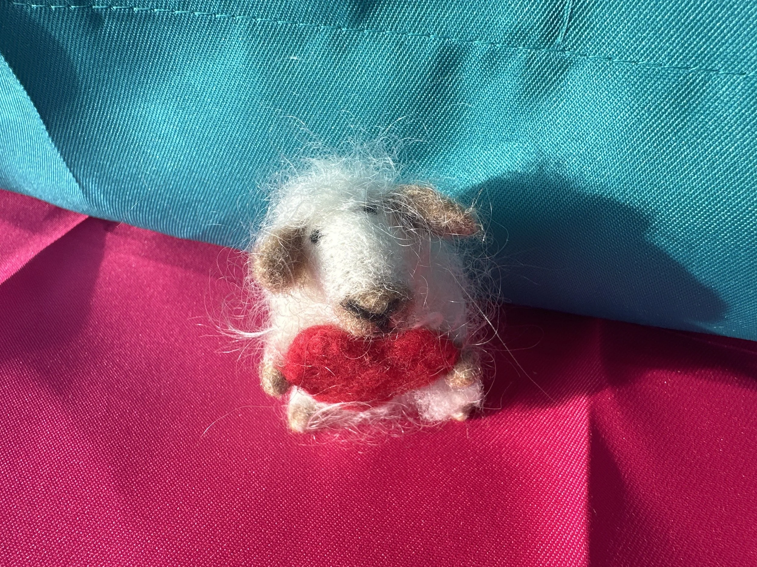 Needle Felted Sheep with Red Heart