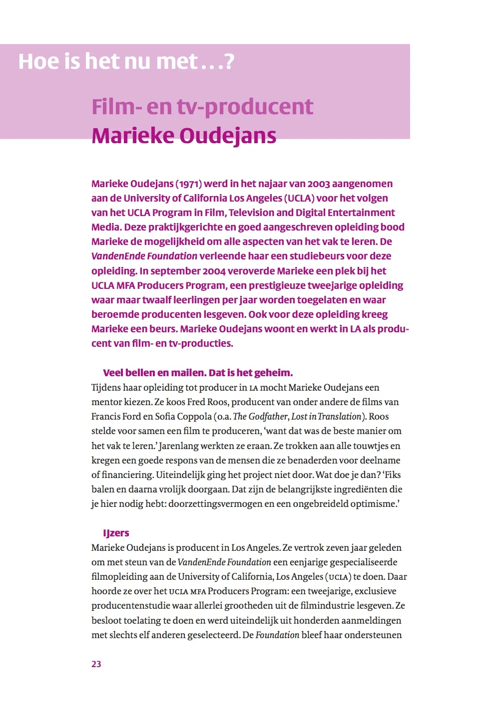 VandenEnde Jaarverslag