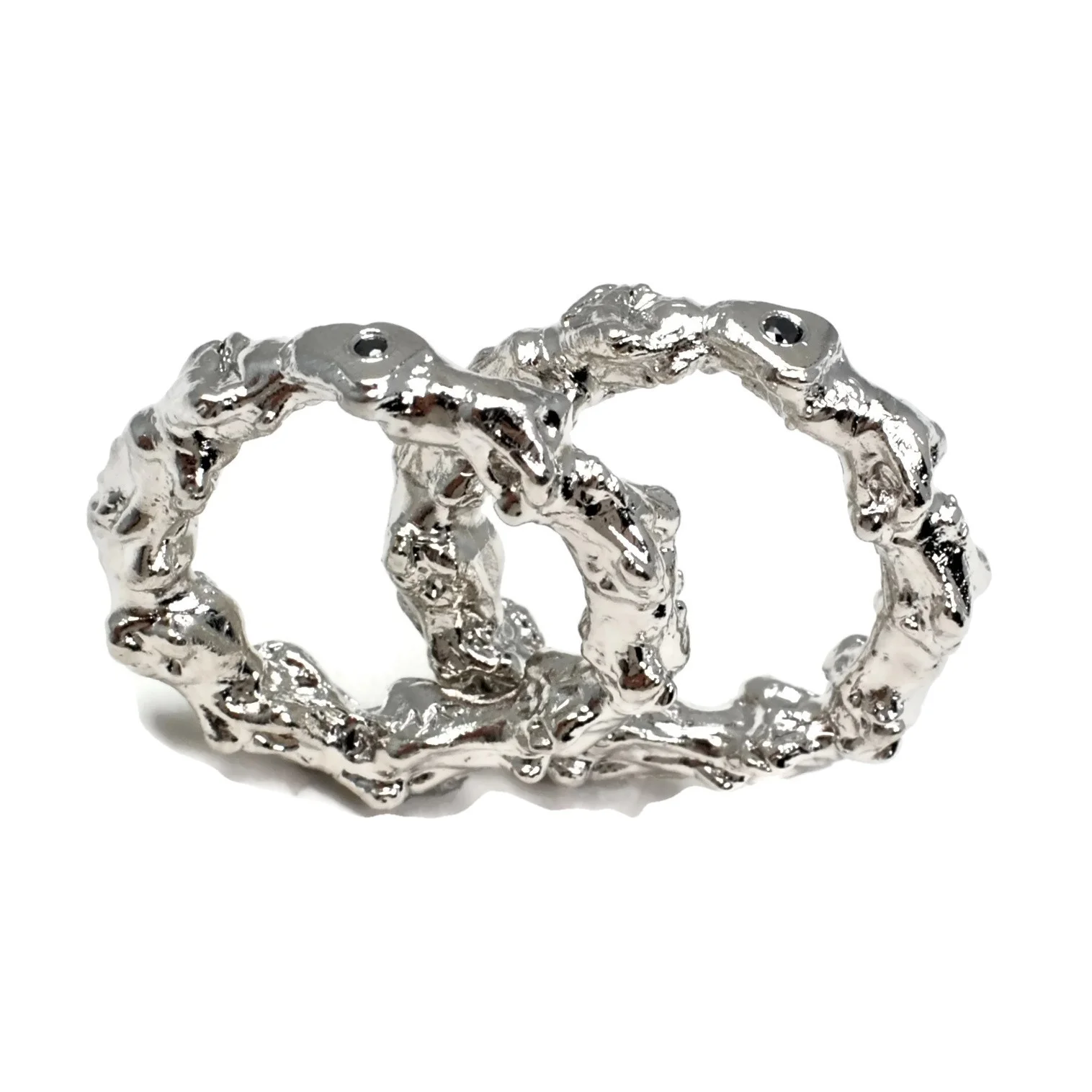 Turtle Vertebrae Stacking Ring Silver Plated White Brass