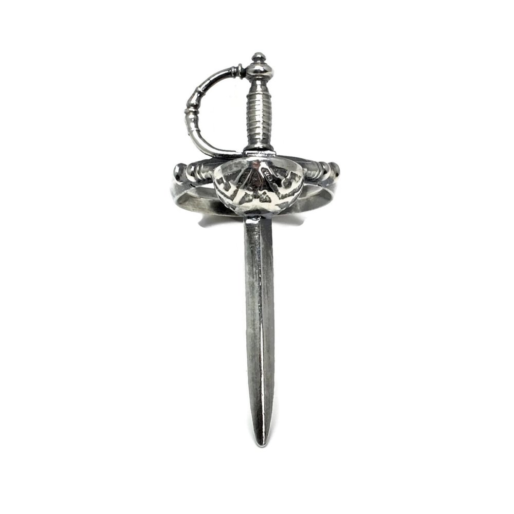 Details about  / Polished Rhodium Plated 925 Sterling Silver Short Blade Sword Charm