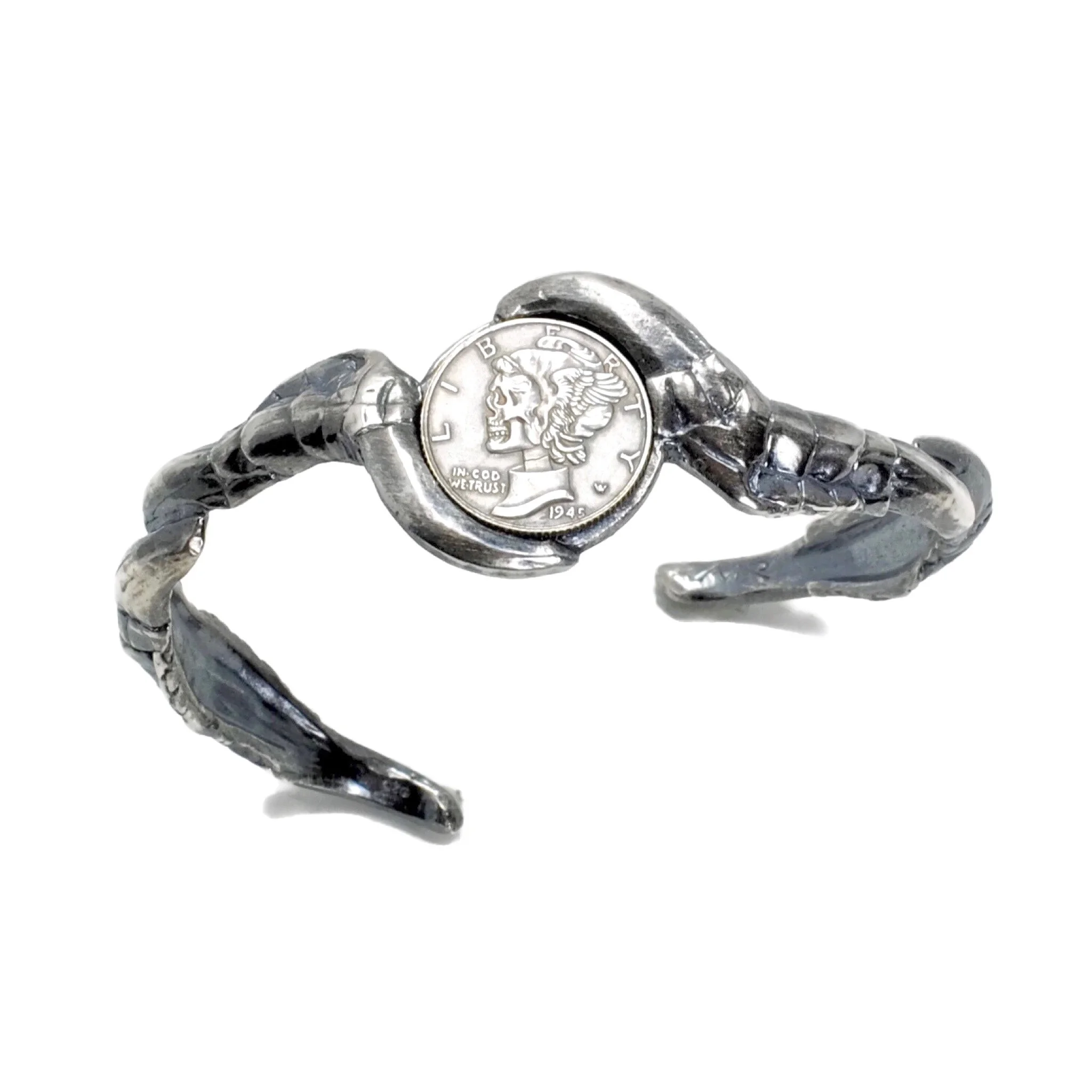 Mercury Hobo Dime and Alligator Toe Cuff